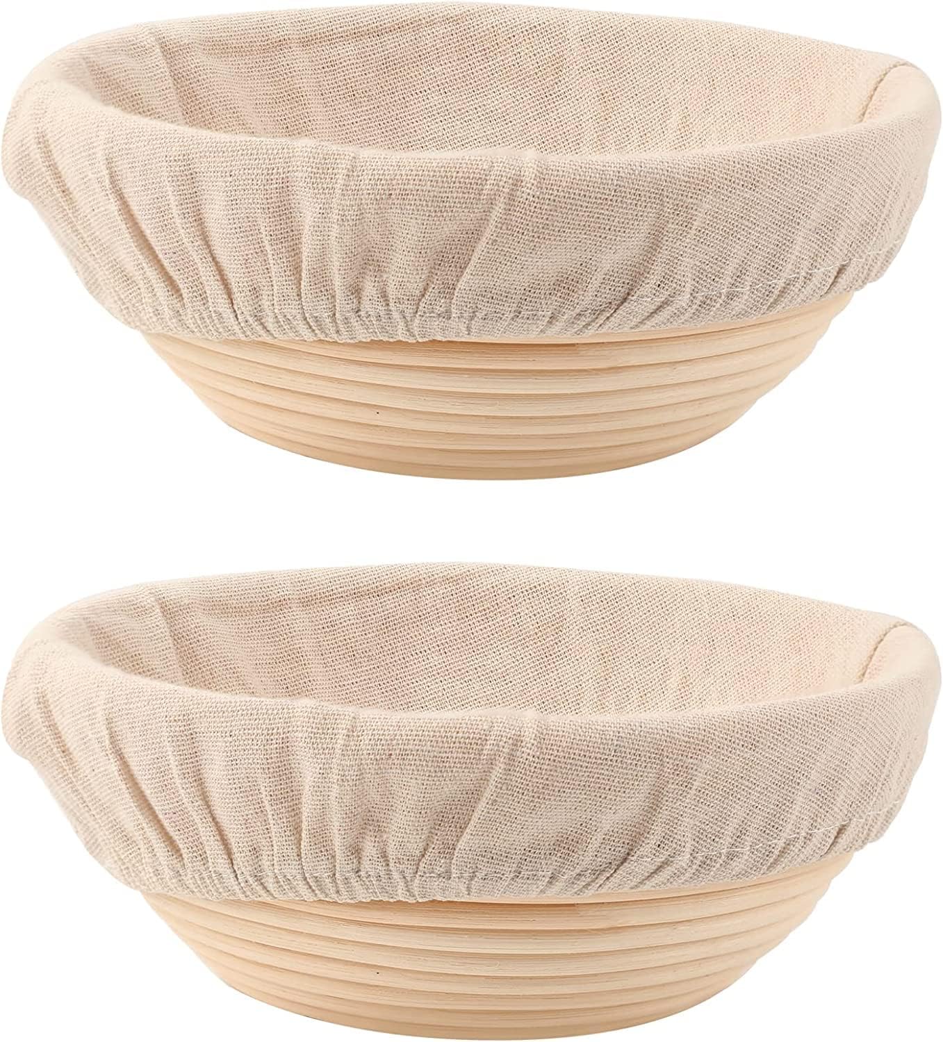DOYOLLA Bread Proofing Baskets Set of 2 8.5 inch Round Dough Proofing Bowls and Liners Perfect Home Sourdough Bread Baking Supplies