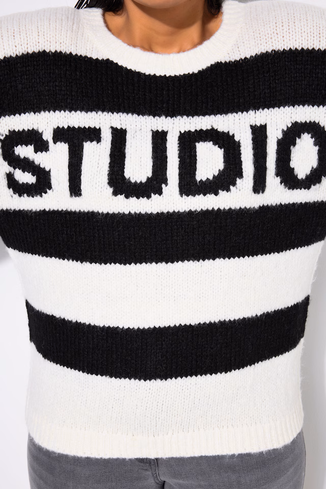 STUDIO Lettering Striped Oversized Sweater