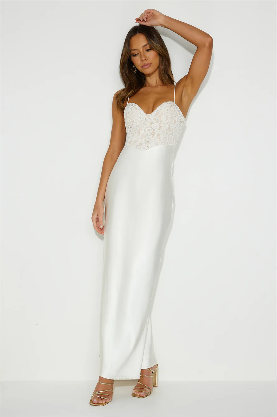 Keeping Memories Alive Satin Midi Dress Cream