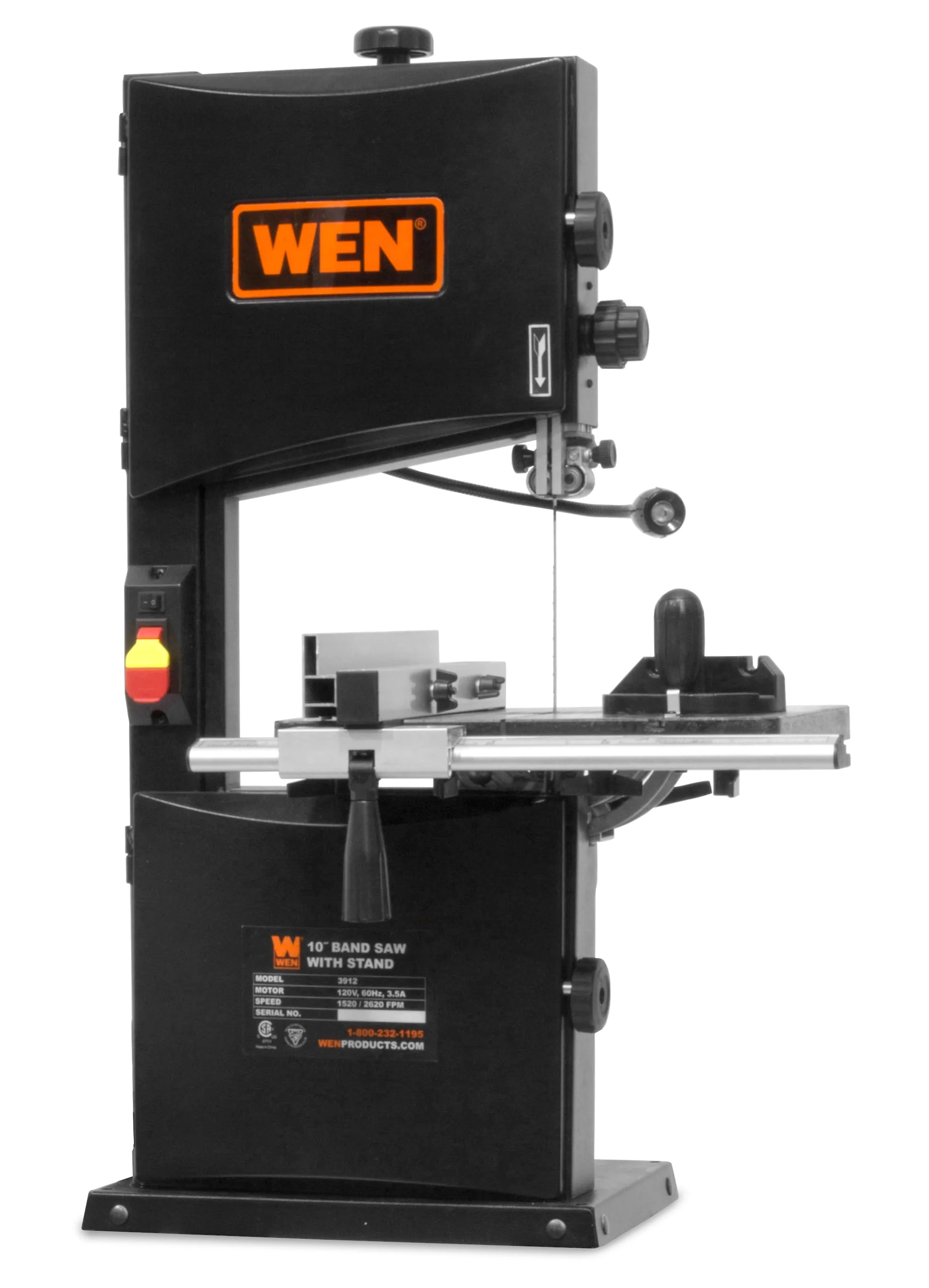 Wen 3.5 Amp 10 - Inch Two - Speed Band Saw with Stand and Worklight BA3962