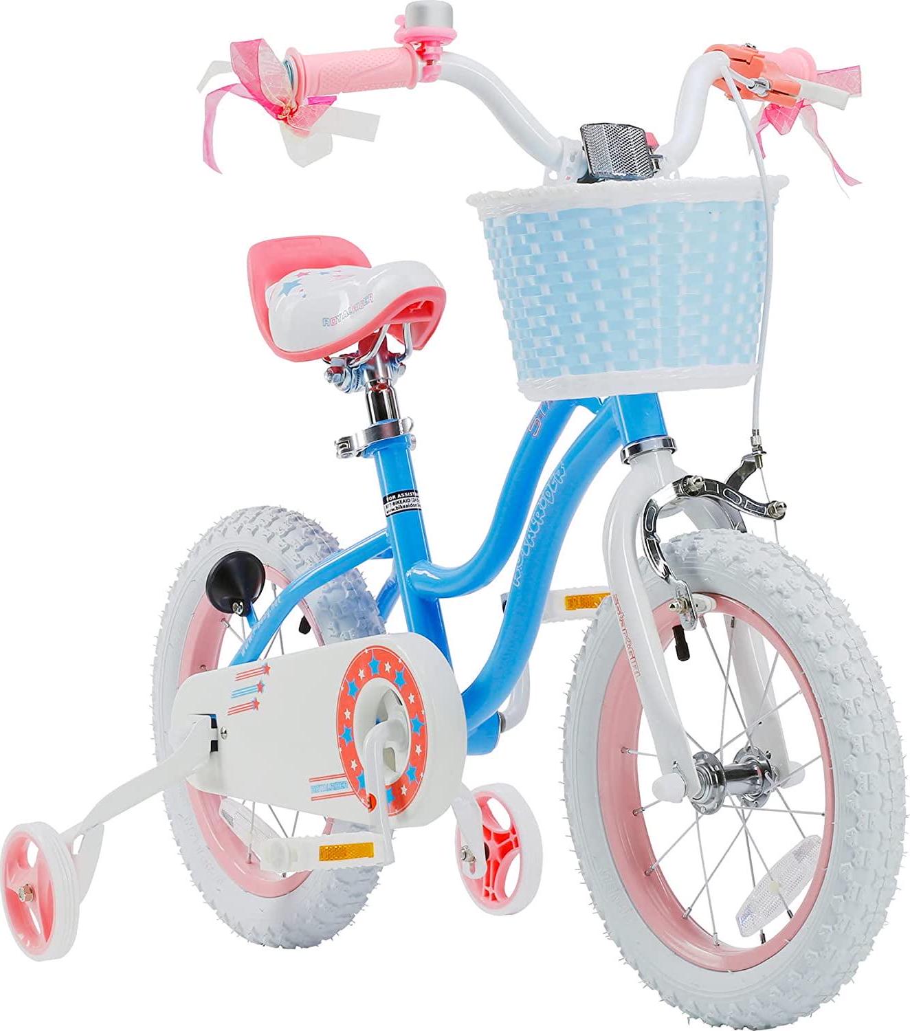 Royalbaby Girls Kids Bike Star Girl 12 in Bicycle Basket Training Wheels Blue Child - S Cycle
