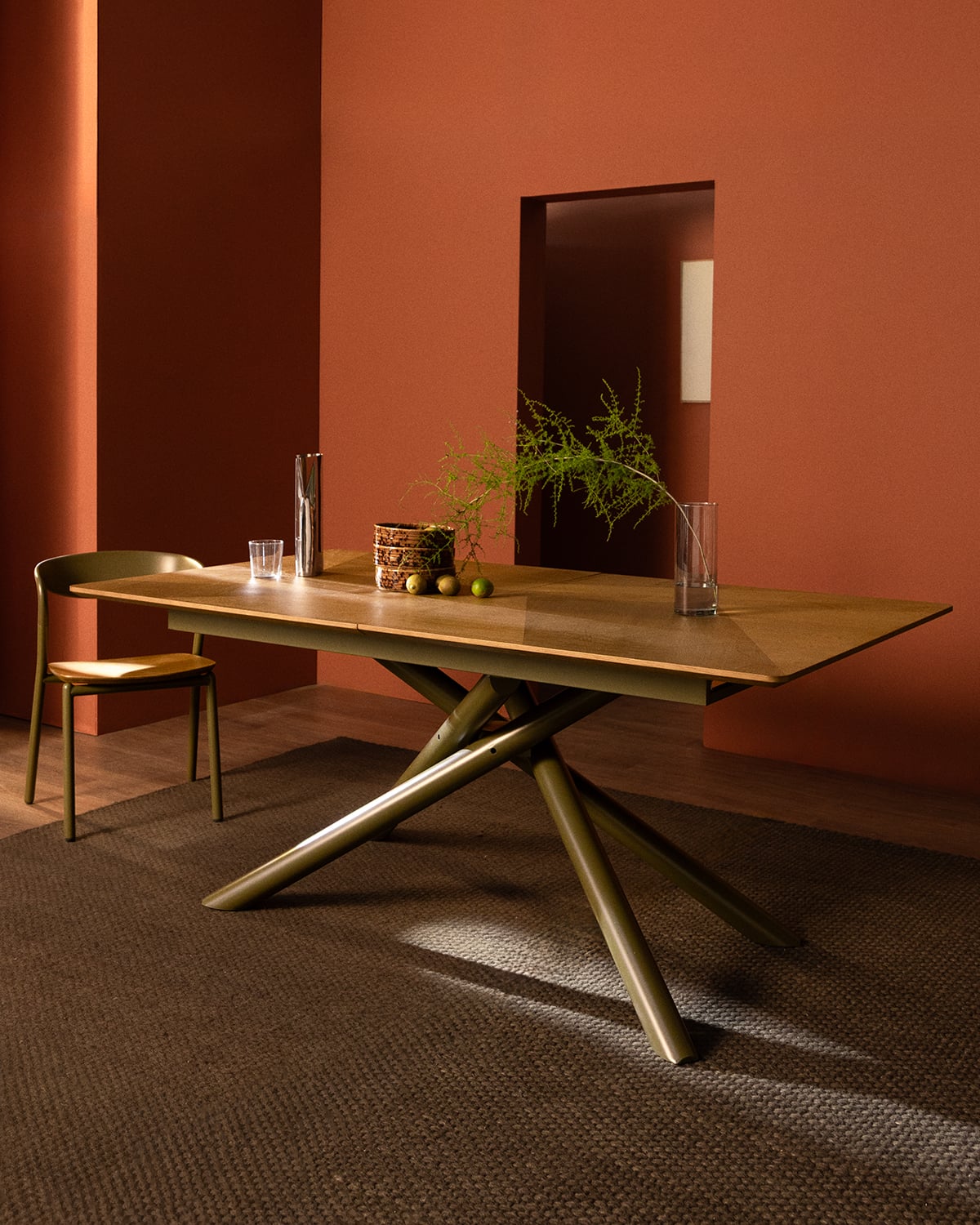 Bilal - Mesa Extensible Rectangular de Comedor de Madera y Metal (180-240x100 cm) Bilal