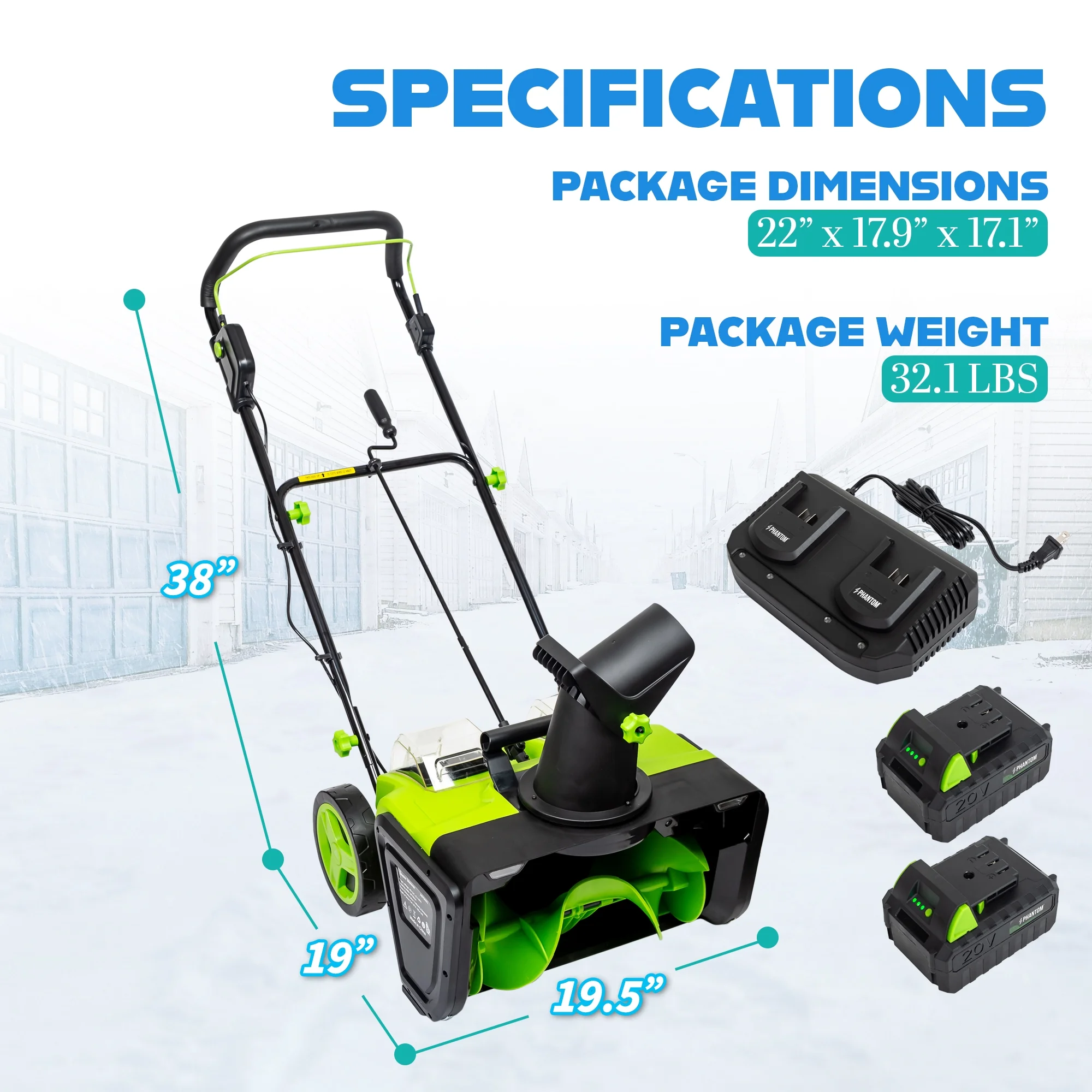 Cordless Snow Shovel, 20V Battery Powered Snow Blower, Lightweight Electric Snow Thrower with Adjustable Handle, Directional Plate, Perfect for Patios, Decks, Walkways, and Driveways (20 INCH)(20") - Image 2