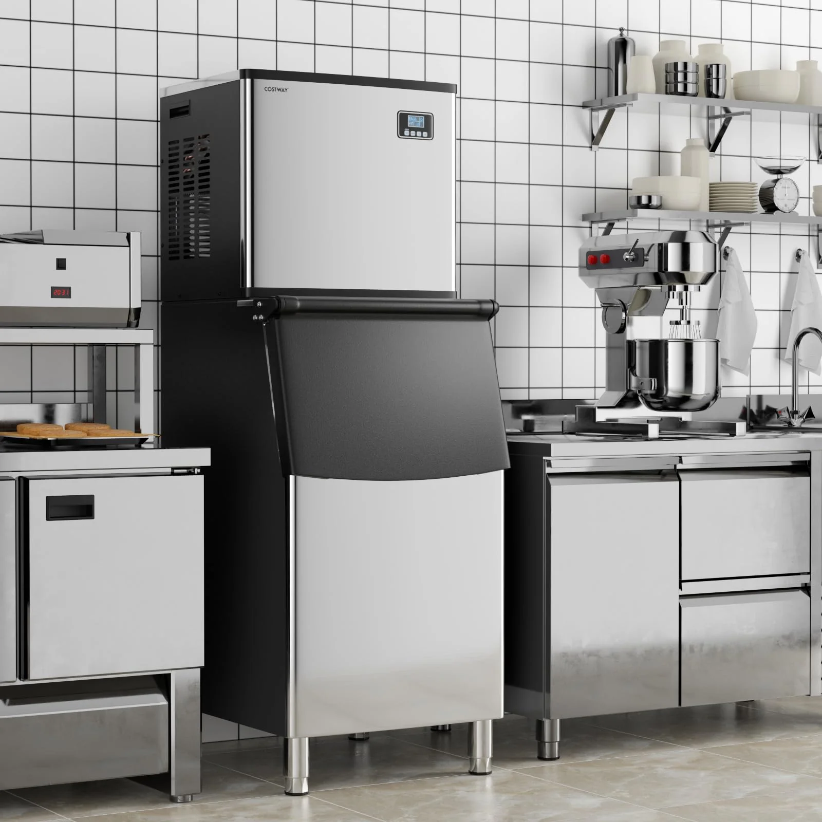 418 LBS/24H Split Commercial Ice Maker, Industrial Ice Machine with 200 LBS Storage Bin, 192 PCS in 11-20 Mins, Self-Cleaning for Restaurant, Bar Cafe