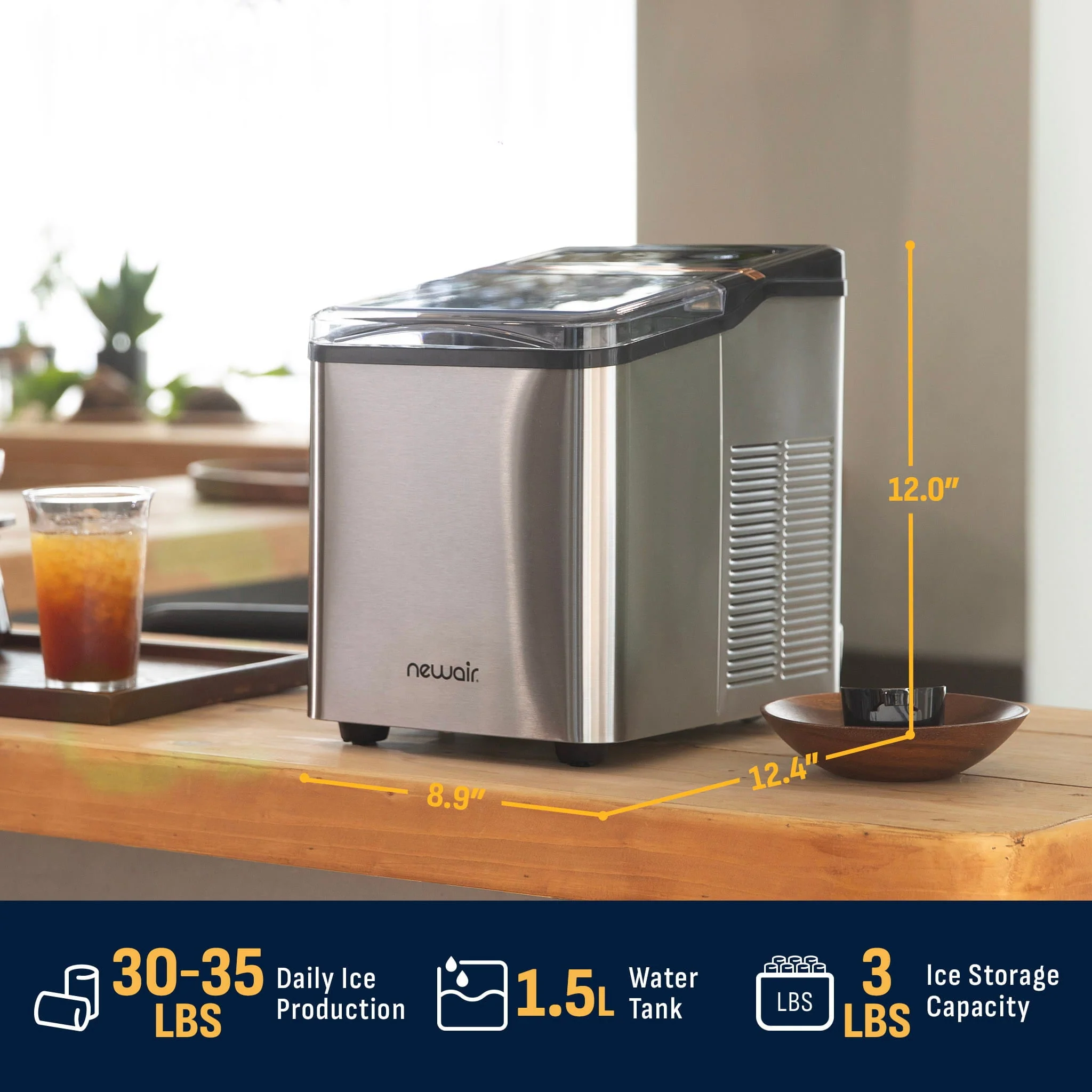 Newair Nugget Ice Maker Countertop, 30-35 lbs in 24 hours