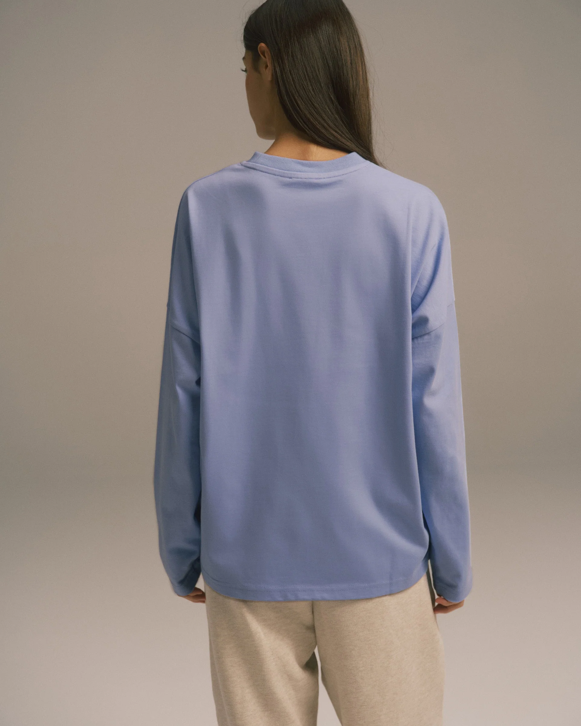 Signature Long Sleeve Drop Shoulder T-shirt - Washed Lavender