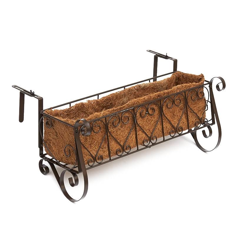 Decorative Rail or Fence Planters - Dark Brown Large Planter
