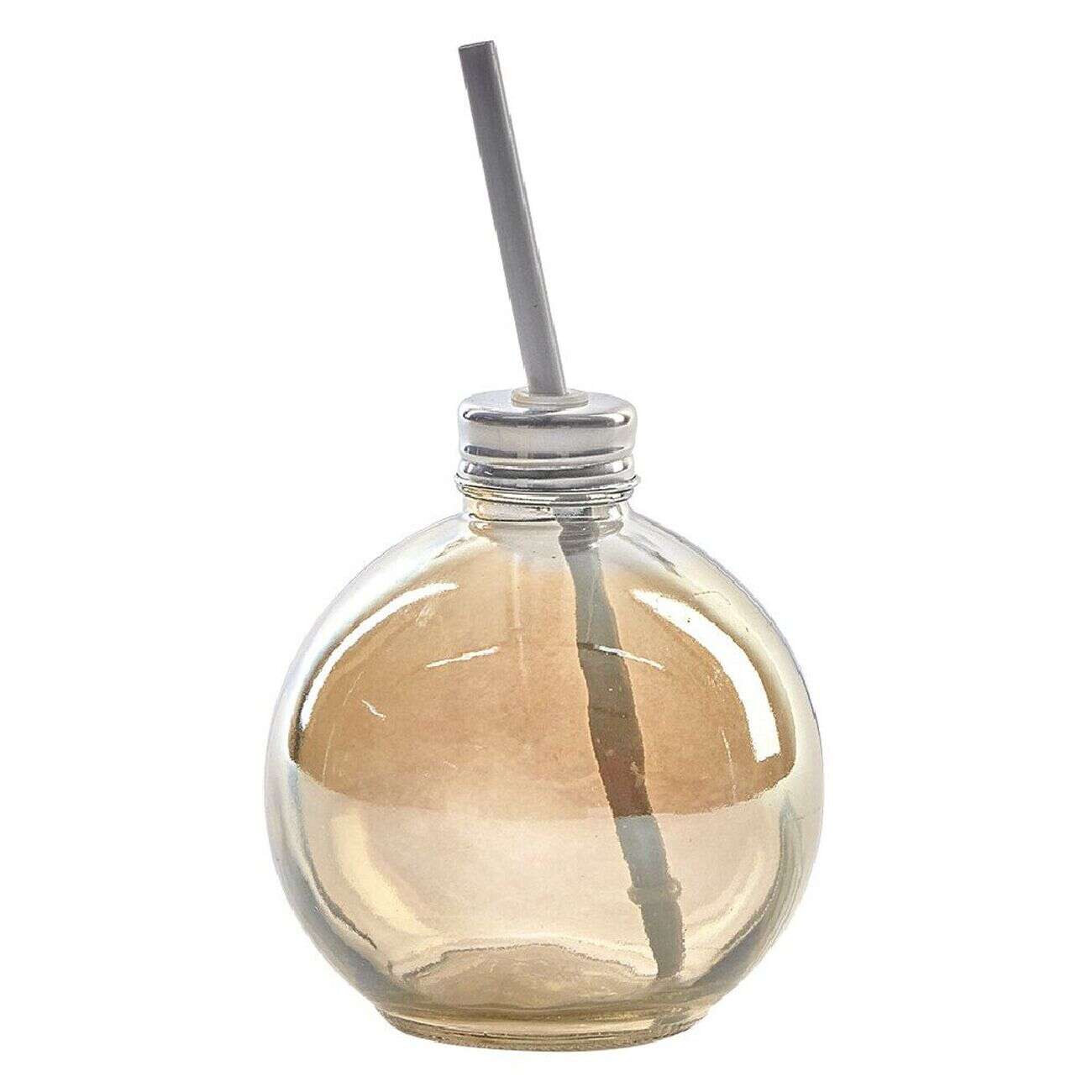 Gobelet en verre forme boule de Noël avec paille