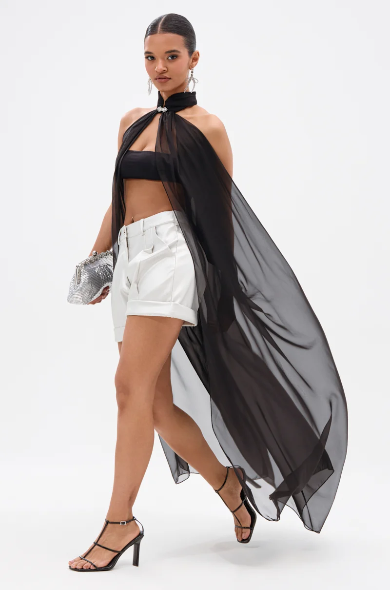 GLOWING CHIFFON BLOUSE IN BLACK - Akira Store