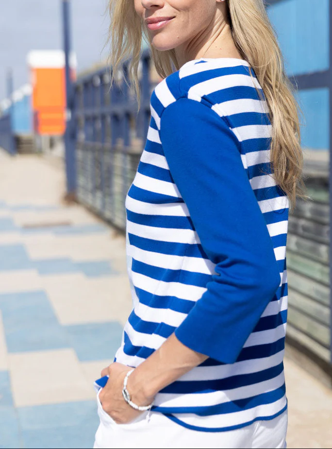 Pull marinière femme bleu