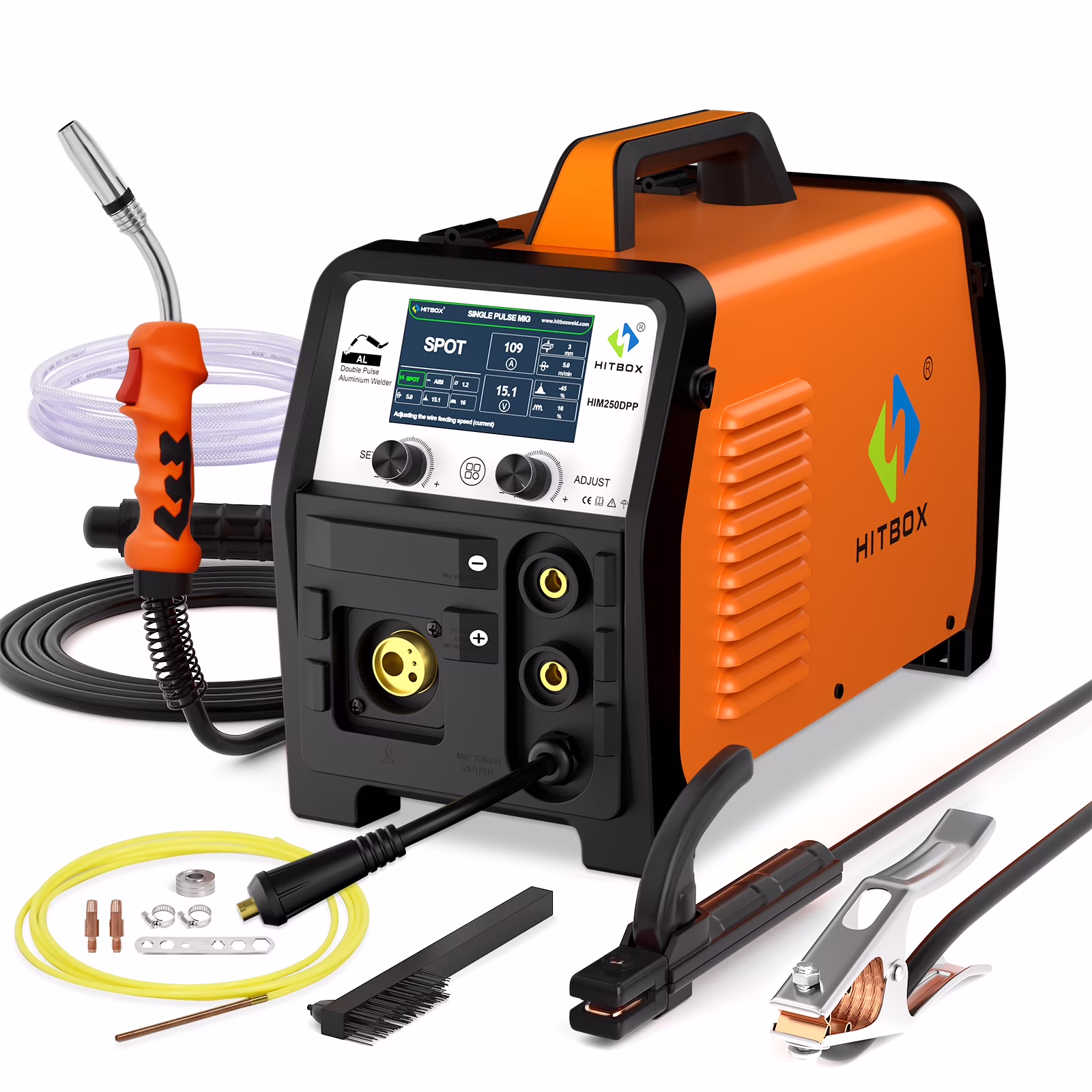 Aluminum MIG Welder, 200Amp Dual Pulse MIG Welder 110/220V, Gas /Gasless MIG Lift TIG MMA Stick Welding Machine