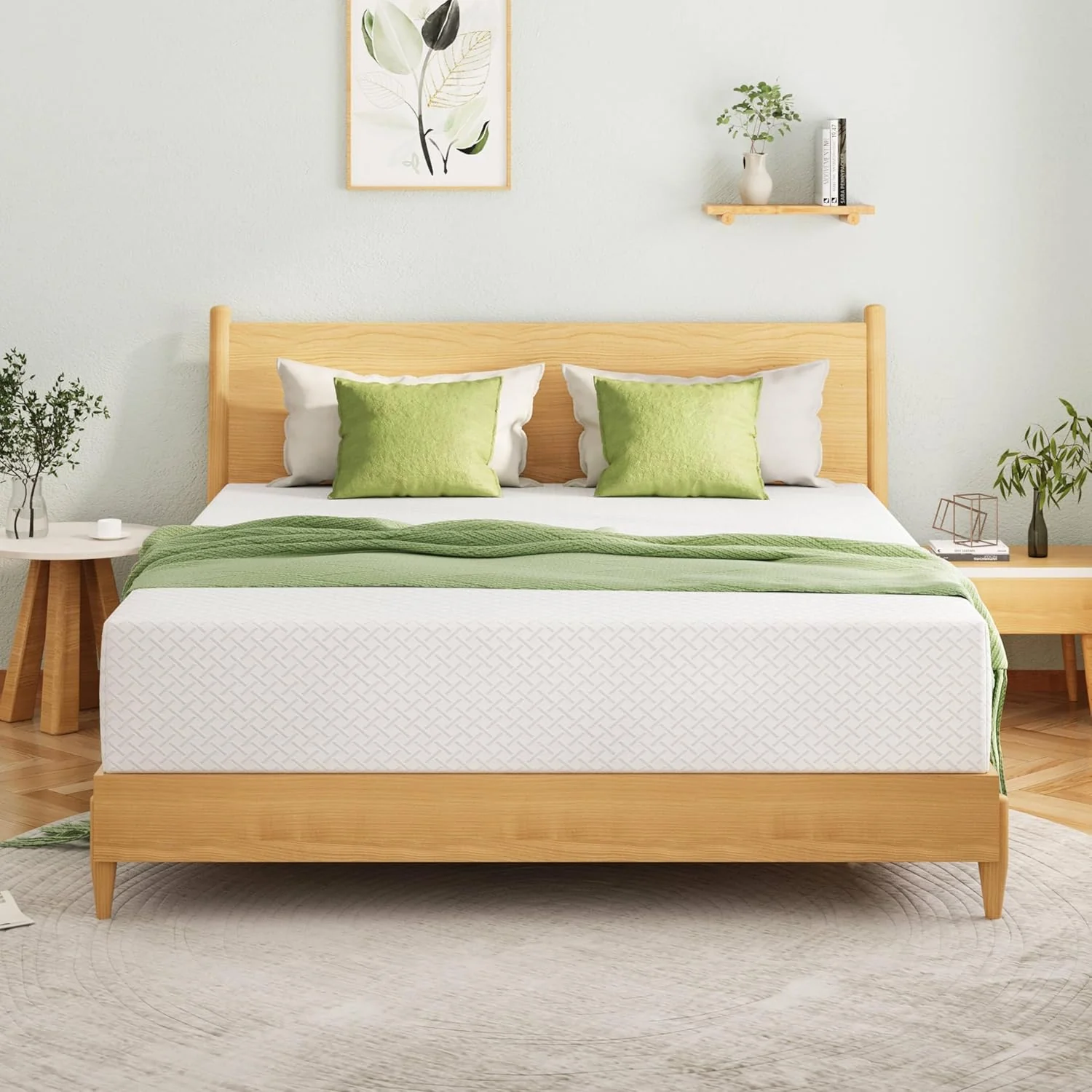 Matelas EGOHOME 8 pouces (20 cm) pour lit simple, en mousse à mémoire de forme avec gel rafraîchissant au thé vert, soulage les points de pression grâce à son soutien mi-ferme, certifié CertiPUR-US, 190 cm x 97 cm, blanc