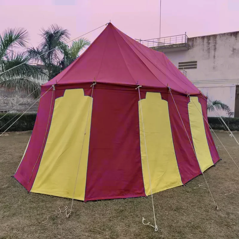 WEEKEND SALE Medieval Red Yellow Burgundian 8x4 M Functional Water Proof Camping Tent - Image 2