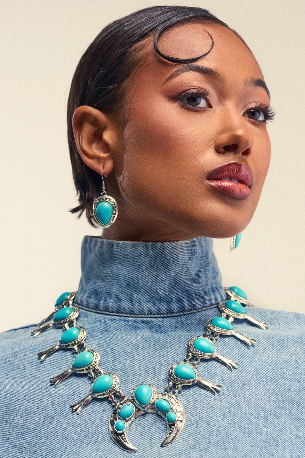 MALINA EMBELLISHED TURQUOISE NECKLACE SET - Akira Store