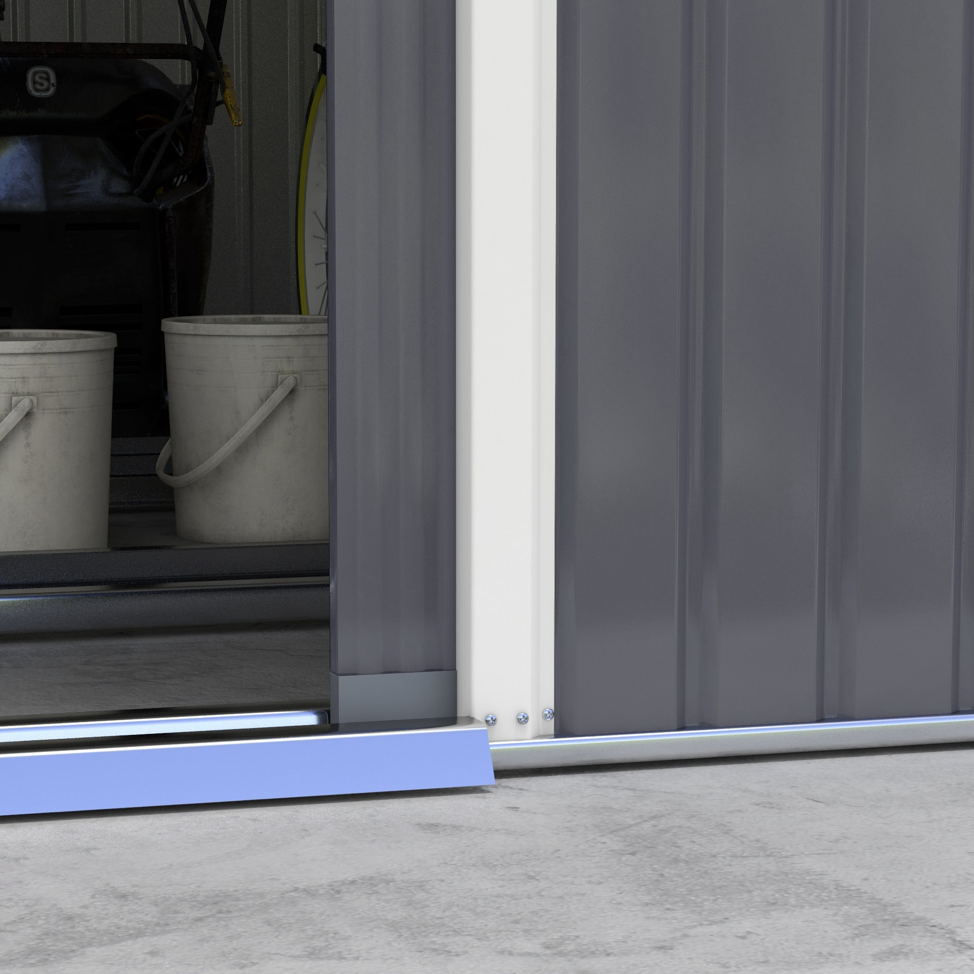 Outsunny Gereedschapsschuur met fundering 24,5 m³ gereedschapsschuur tuinhuisje stalen schuifdeur