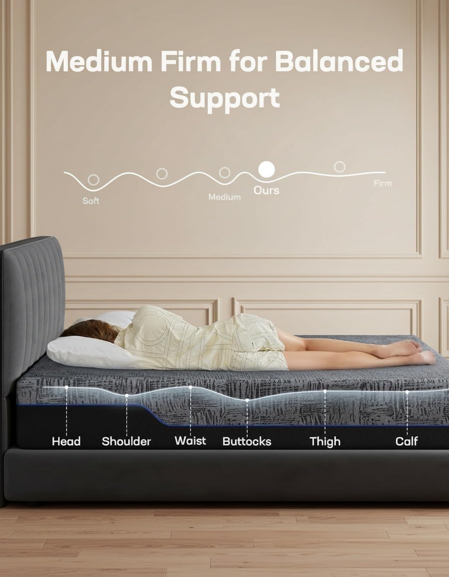 Marsail NS1 Queen Massage Adjustable Base with Mattress Set,Dual Motor Frame + 14