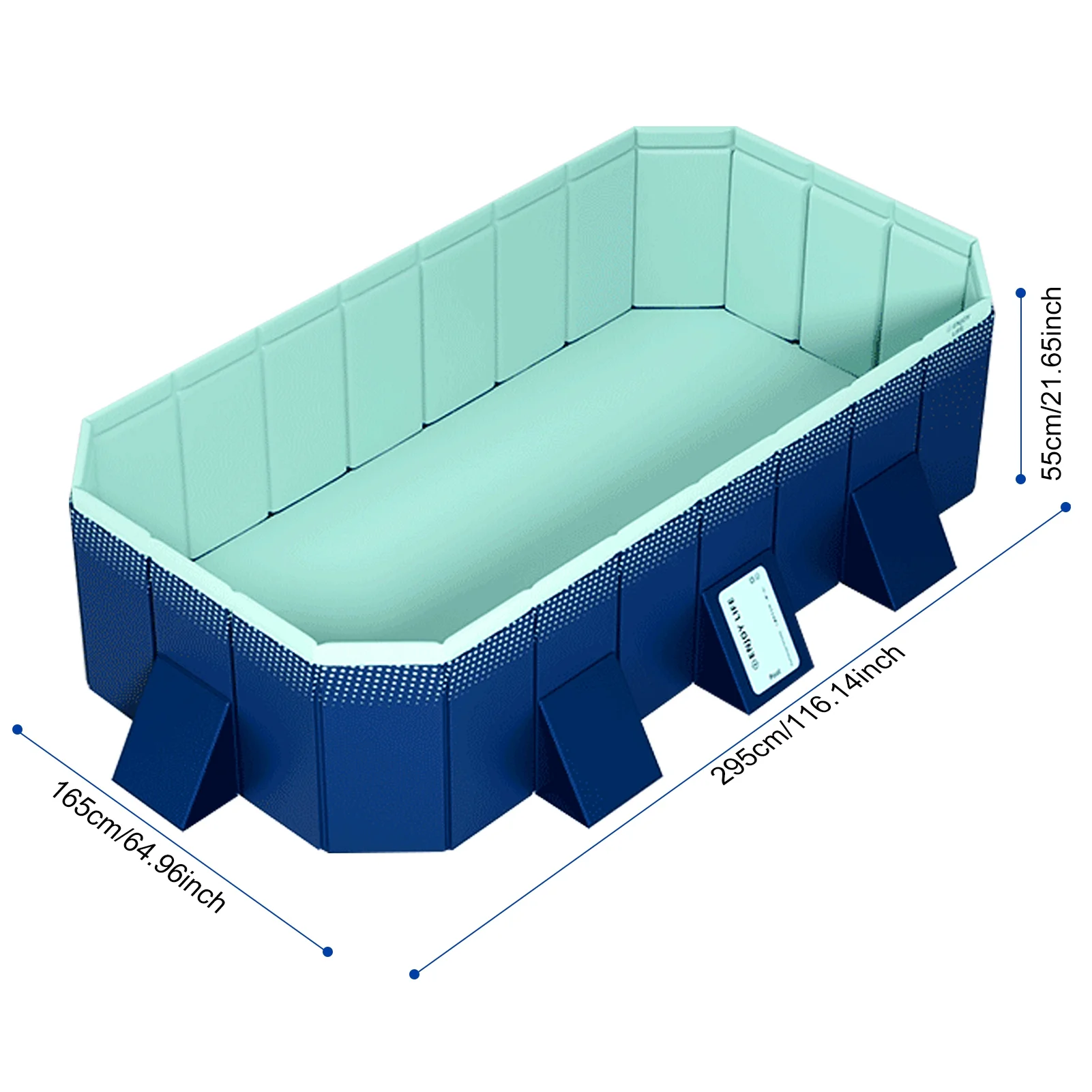 Foldable Swimming Pool, Installation-free Portable Kids Swimming Pool, Collapsible Inflatable-Free Large Pool, for Adult Puppy Garden Patio(Blue 1 Set) - Image 8