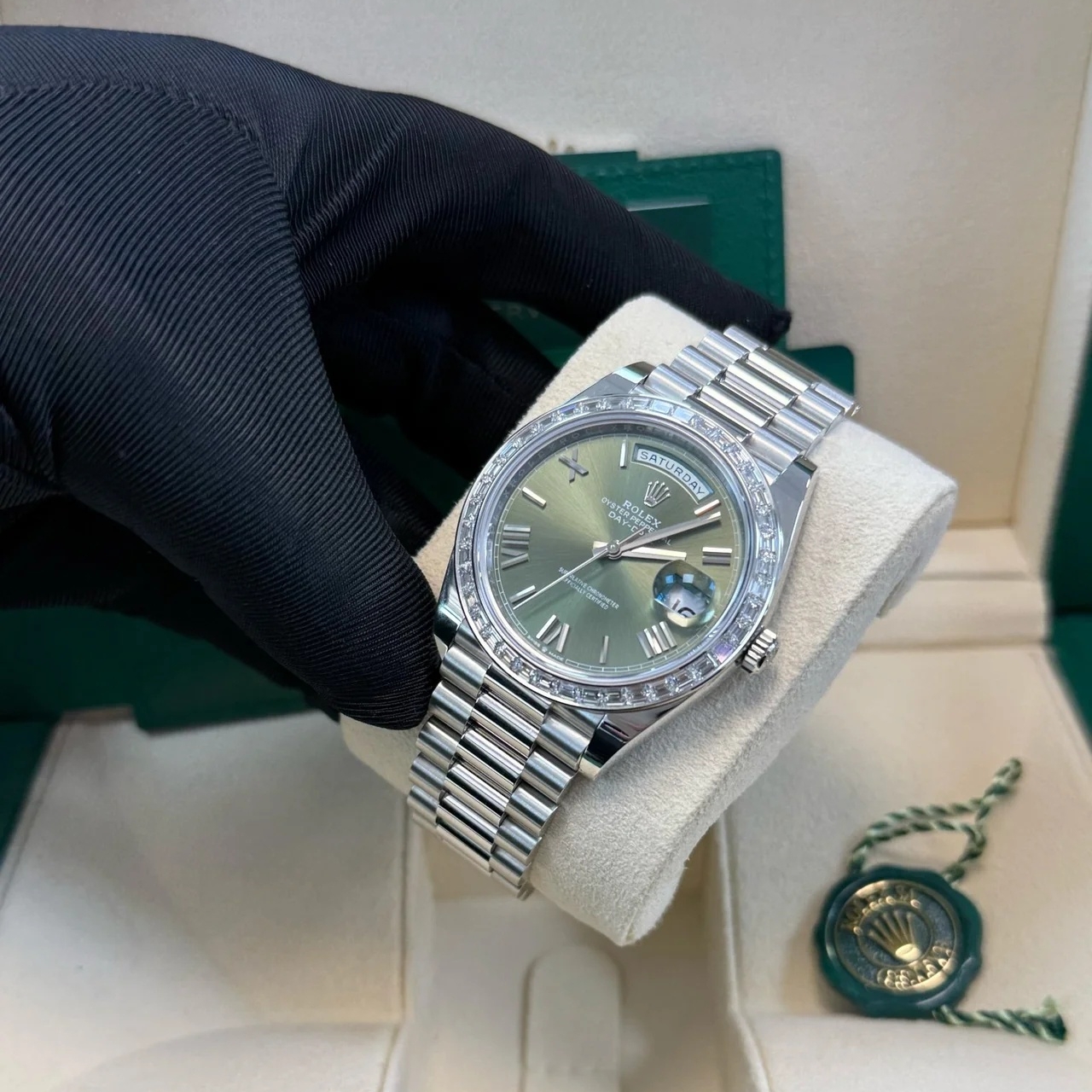 [Super Clone]RLX Day-Date 40mm 228396TBR-0020 Green Roman Dial