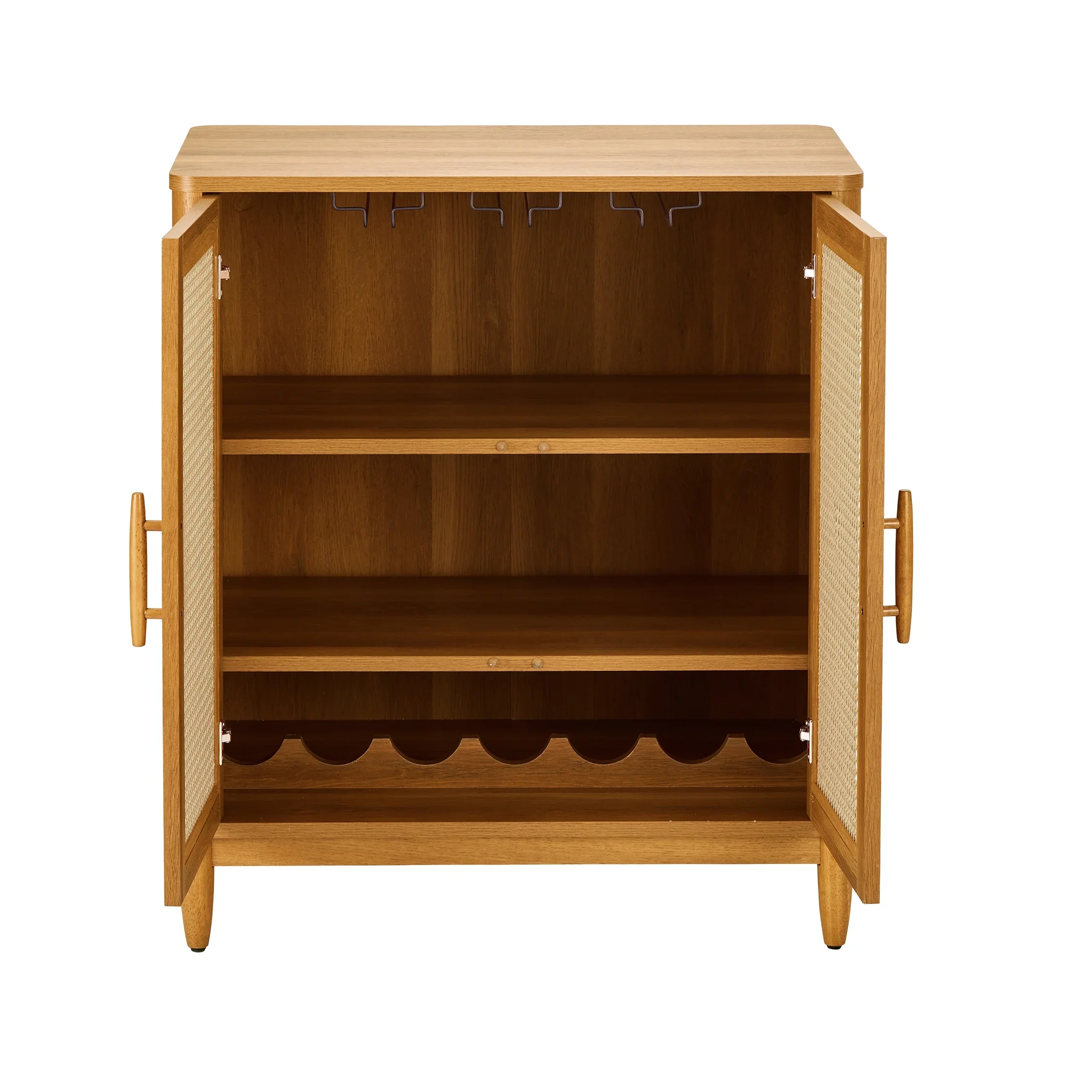 Better Homes & Gardens Springwood Caning Bar Cabinet, Light Honey Finish