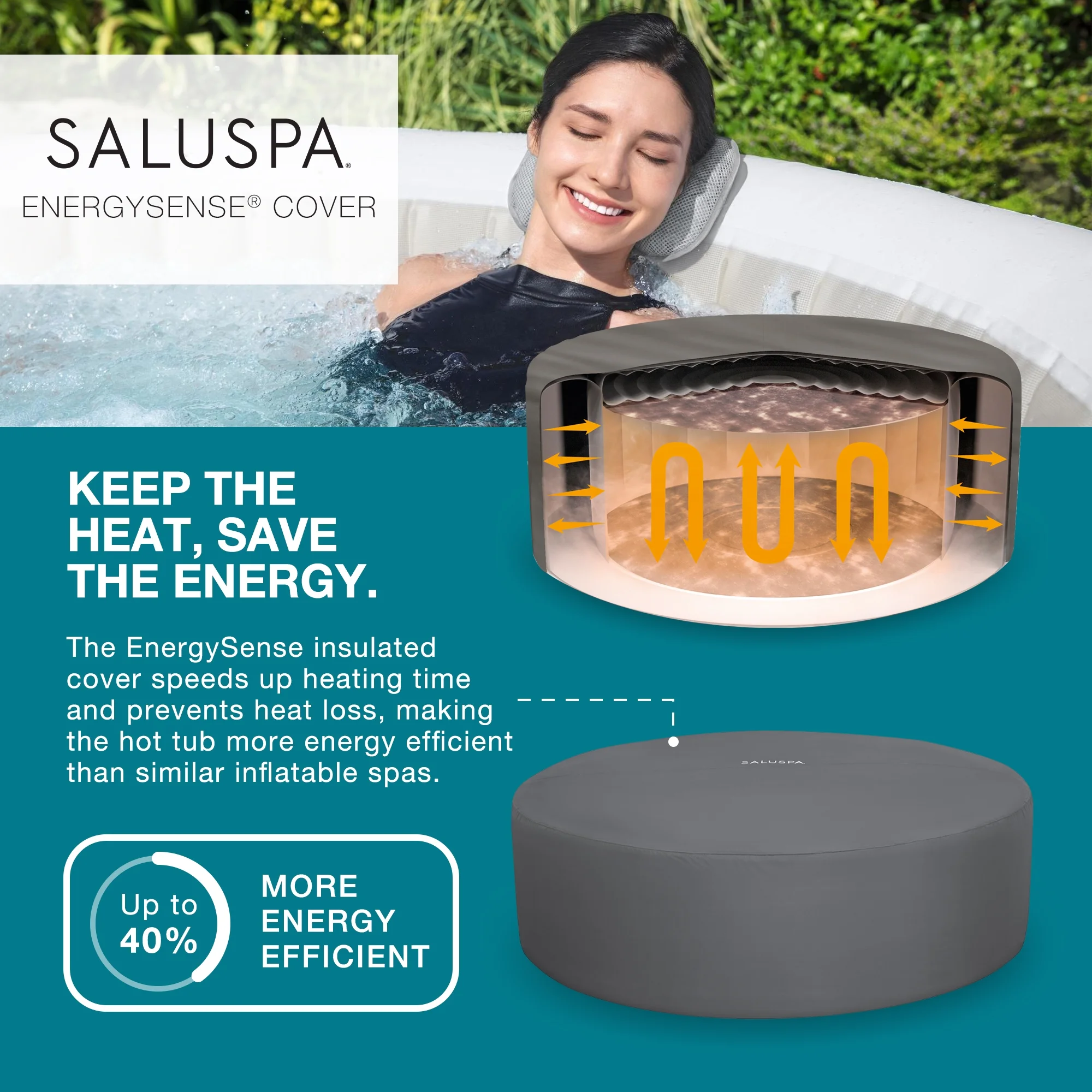 SaluSpa Hollywood Luxe AirJet Inflatable Hot Tub w/ Pump #P08411(Black Print) - Image 5