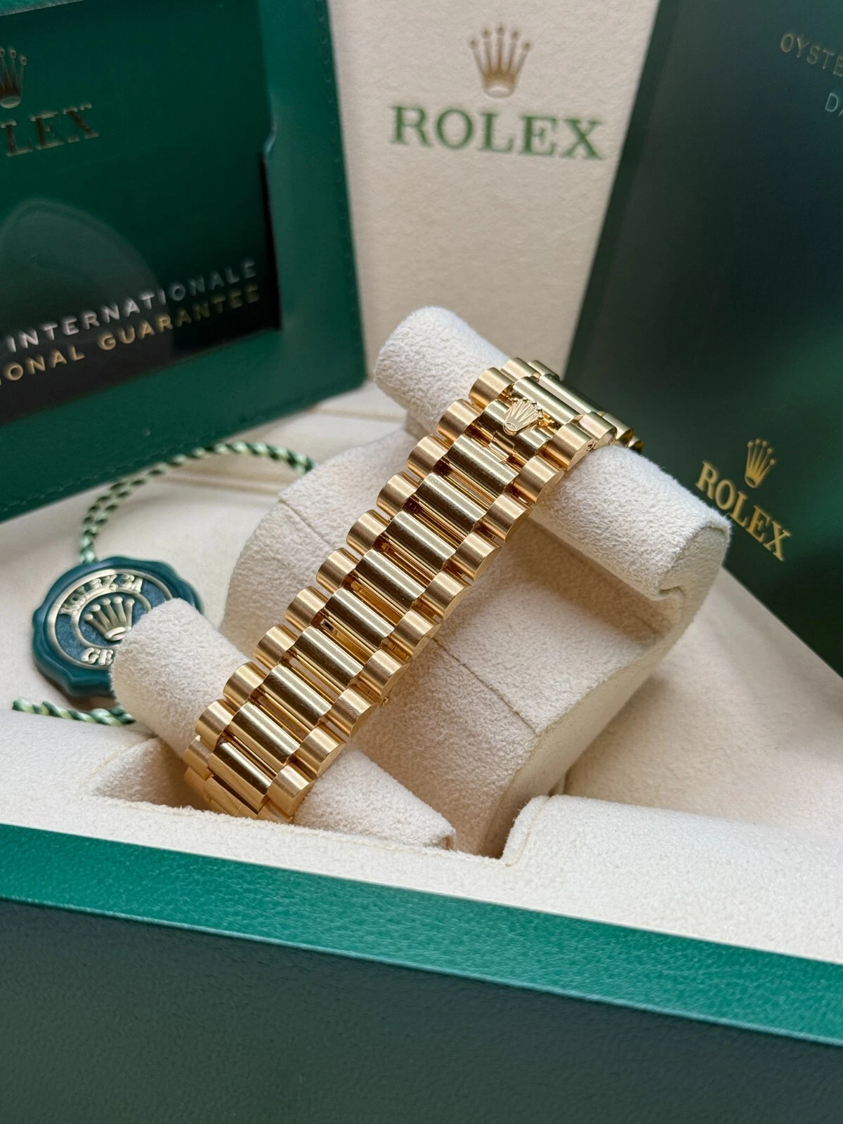 [Super Clone]RLX  Day-Date 36mm 128238-0045 Champagne Dial Yellow Gold President Bracelet Watch
