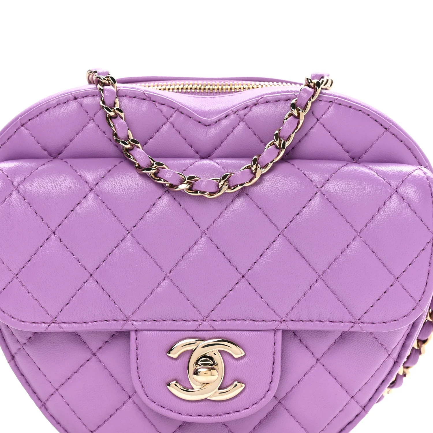 Lambskin Quilted CC In Love Heart Bag Purple