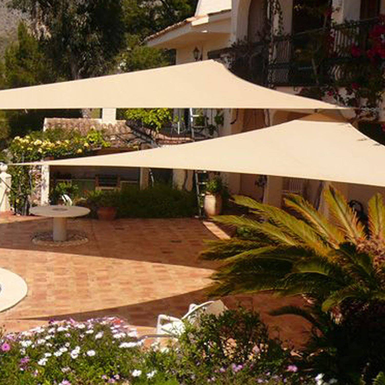 Shade&beyond Sun Shade Sail Triangle 2 Pack 12'x12'x12' Canopy Sand Outdoor UV Sunshade Sail for Patio Yard Backyard Garden Lawn