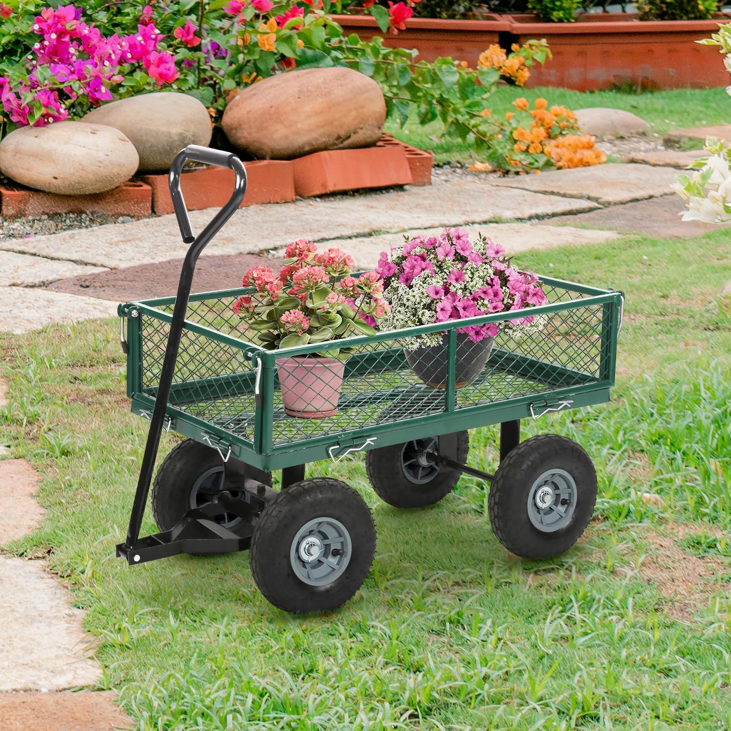 FDW| Heavy Duty Garden Cart with Wheels| Green| 500lbs Capacity