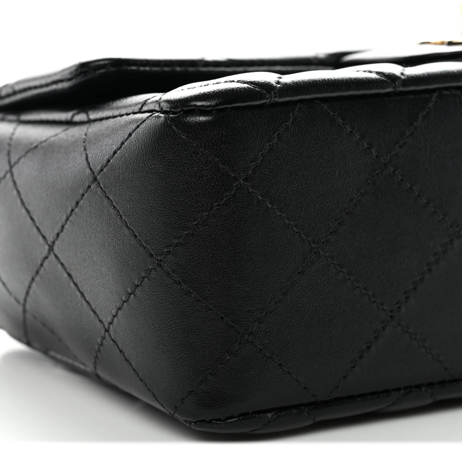 Lambskin Quilted Mini Rectangular Flap Black