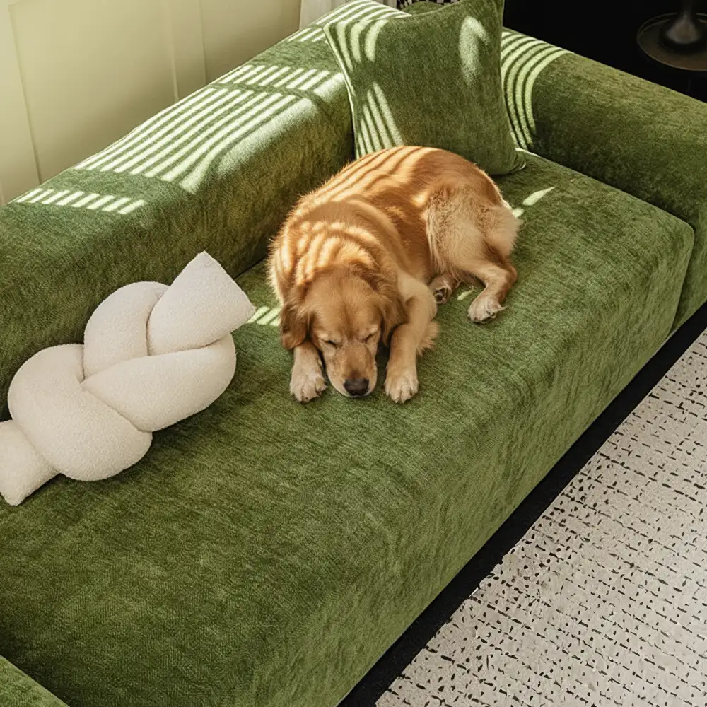 Herringbone Full Coverage Scratch-Resistant Sofa Protection Magic Stretch  Sectional Couch Cover