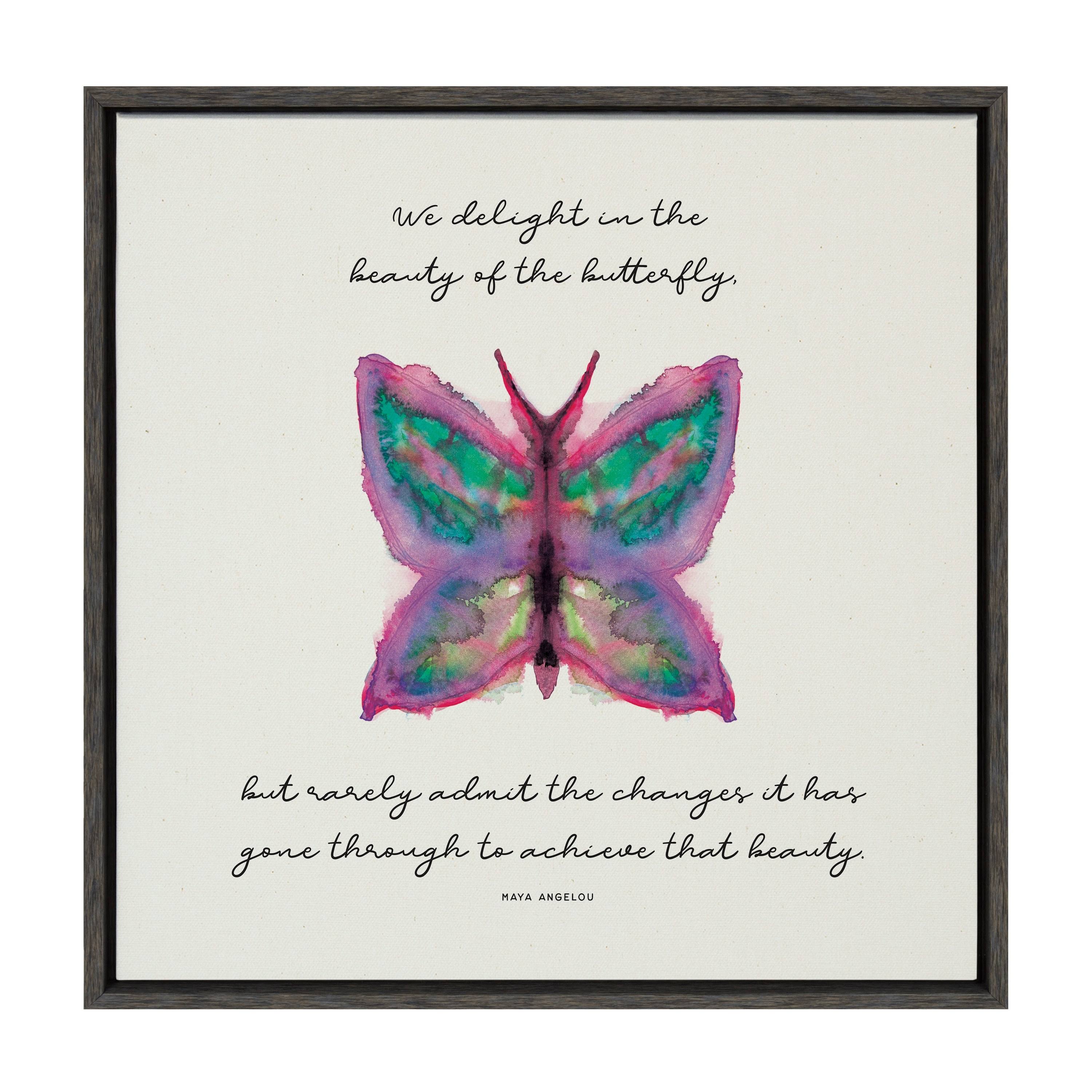 Kate and Laurel Sylvie The Growth of The Inner Being Linen Textured Framed Canvas Wall Art by Mentoring Positives, 22x22 Dark Gray, Motivational Art