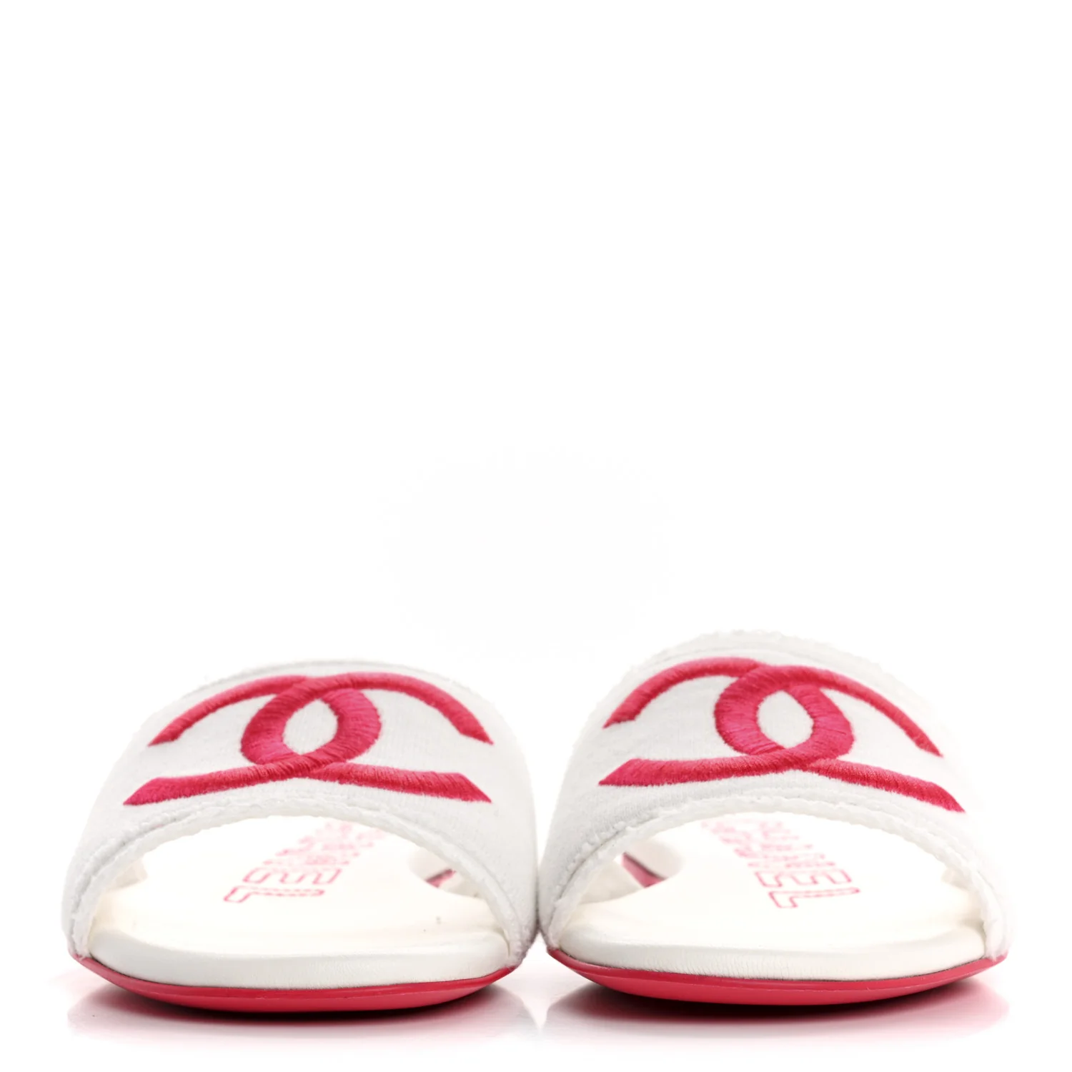 Jersey Knit CC Mules 37 White Fuchsia