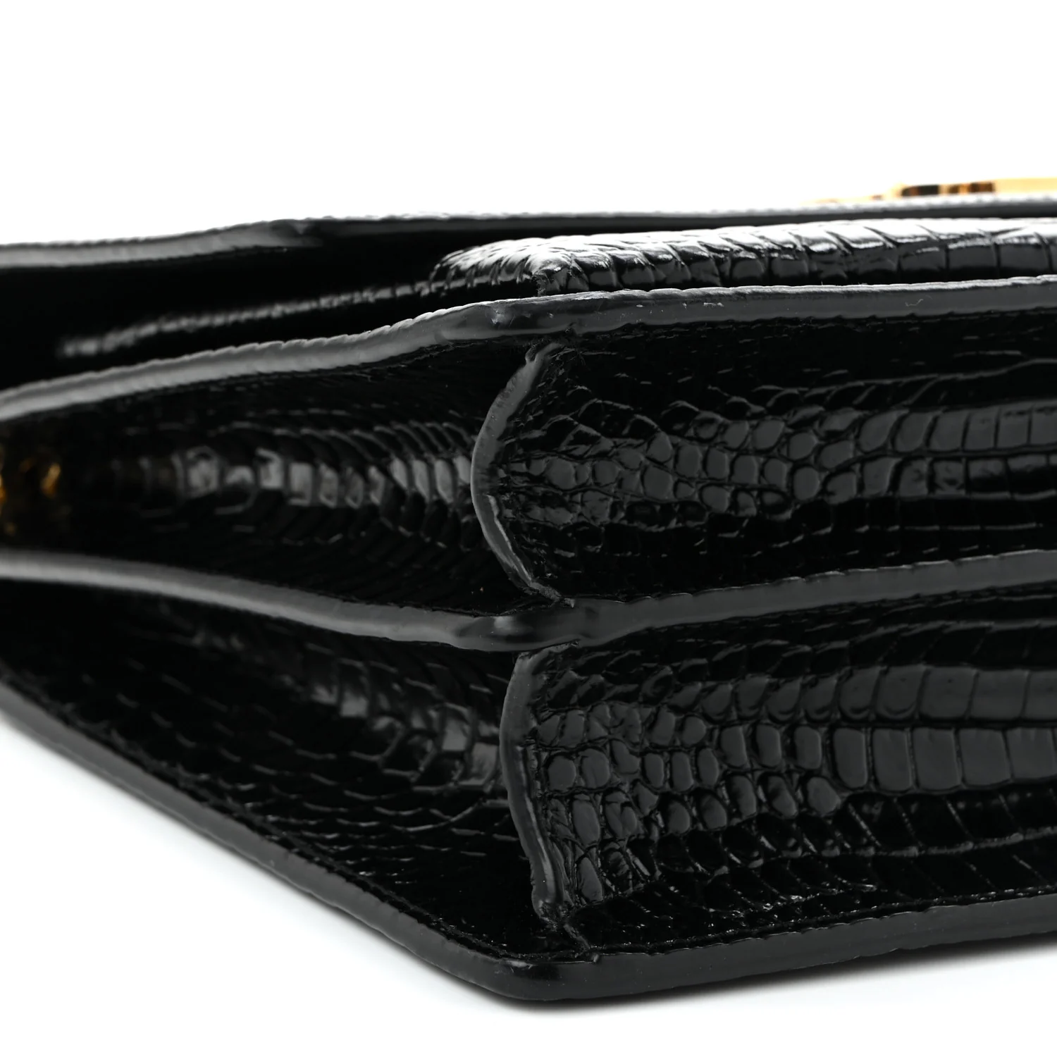 Calfskin Crocodile Embossed Large Monogram Sunset Black