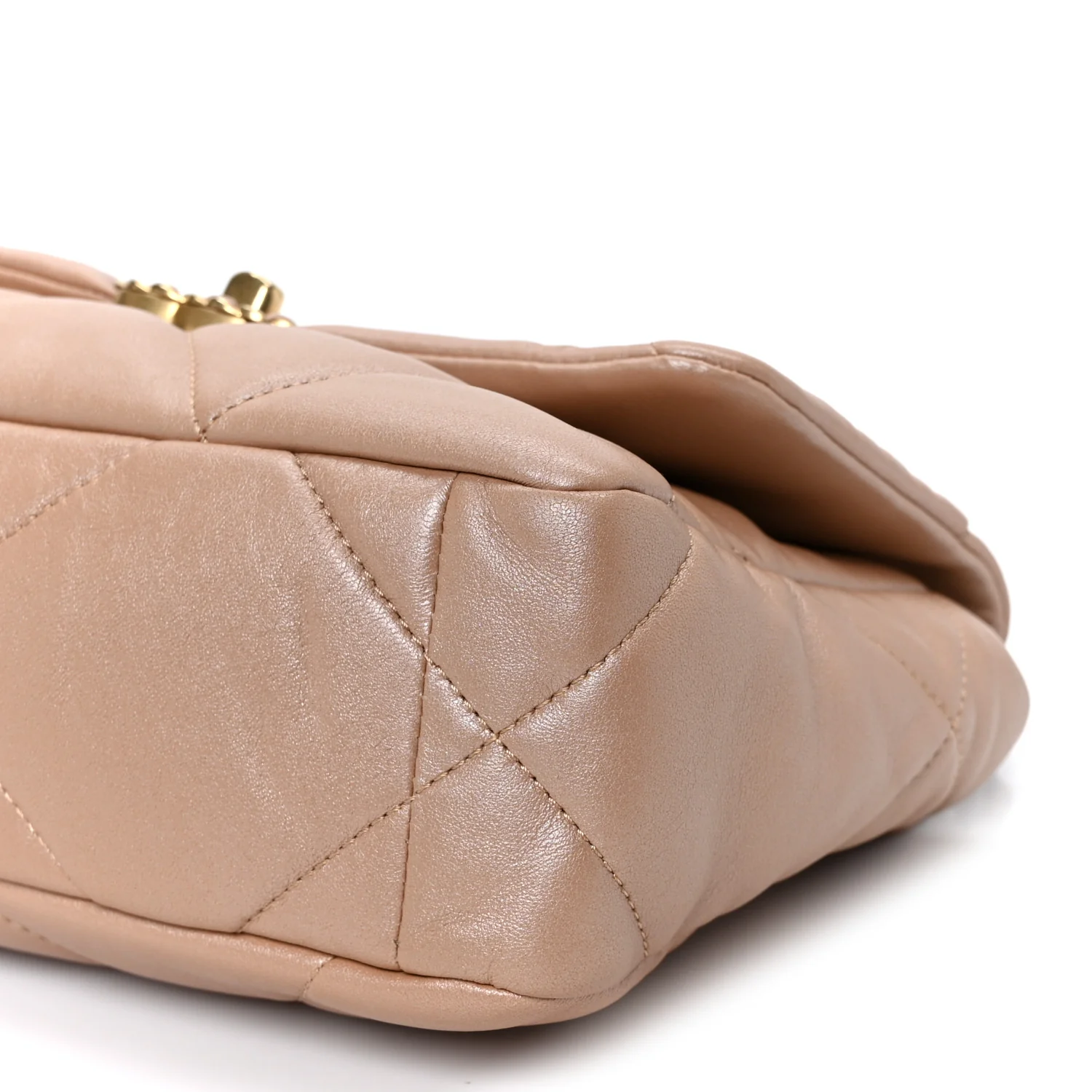 Shiny Lambskin Quilted Medium Chanel 19 Flap Beige