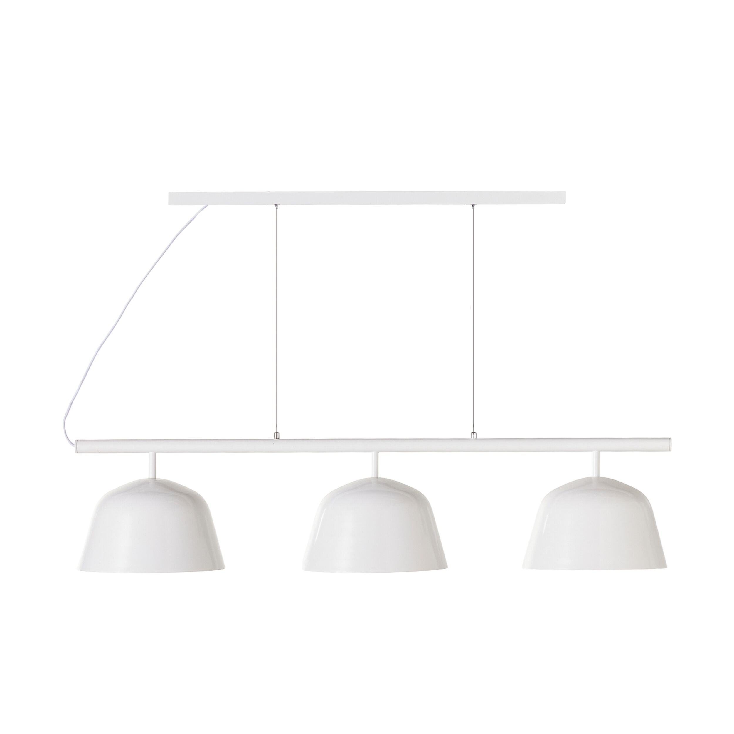 Anglesea 3 Light Metal Shade Pendant in White 120cm