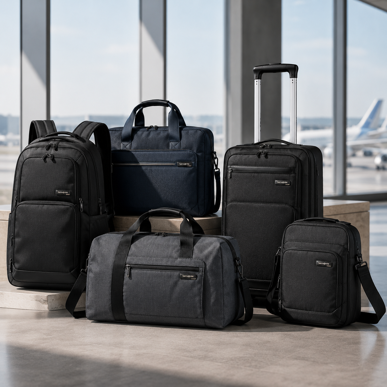 Samsonite bags at Samsonite Outlet featuring travel backpacks, business bags, duffels, and crossbody bags for work and travel.