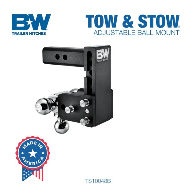 B&W Trailer Hitches Tow & Stow Adjustable Trailer Hitch Ball Mount