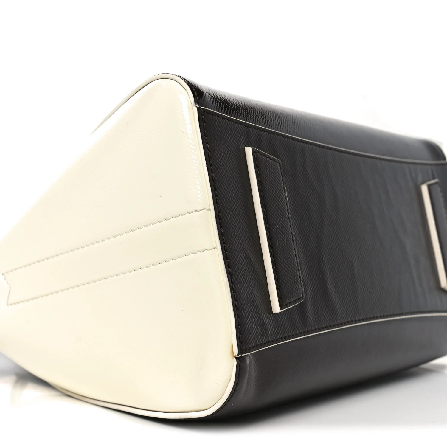 Textured Patent Calfskin Small Tri-Color Antigona Black White Brown