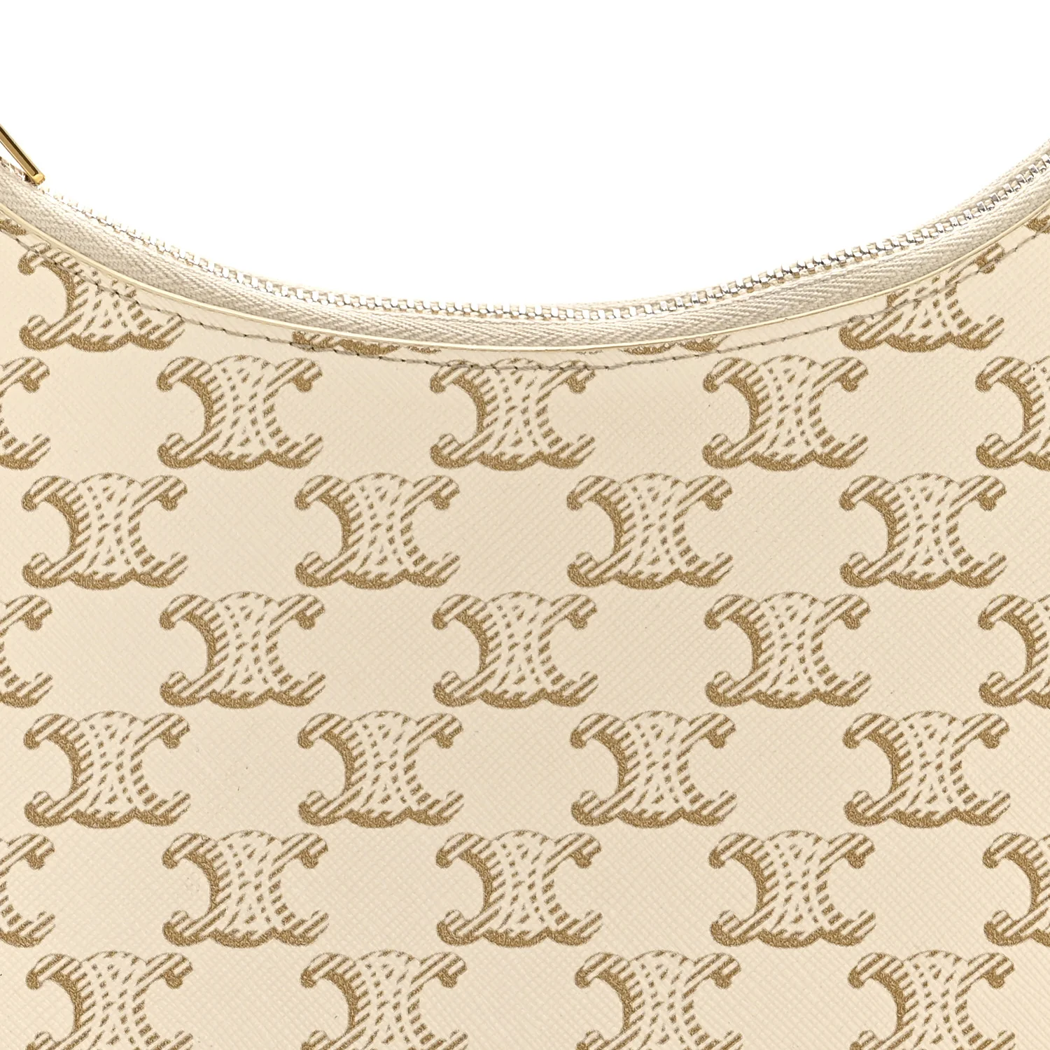 Canvas Calfskin Ava Triomphe Shoulder Bag White