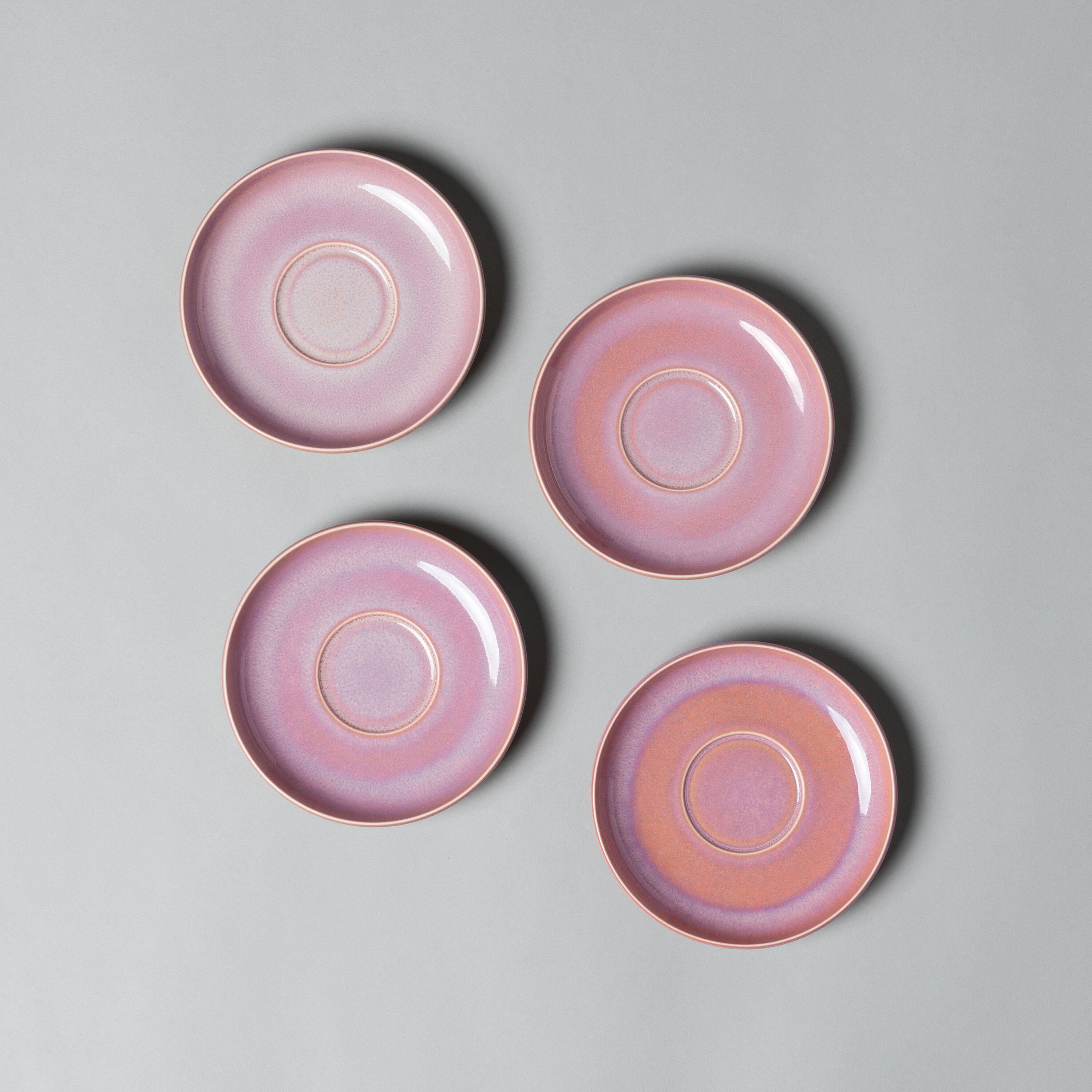Perlemor Coffee cup saucer - Pink, 6.4'', Premium Porcelain