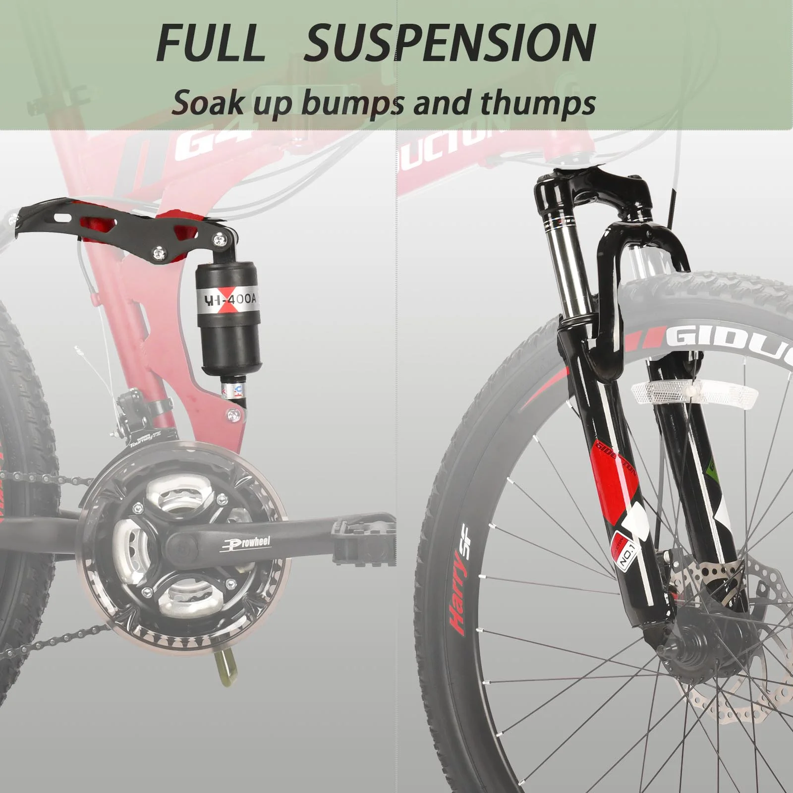 26”Full Suspension Folding Mountain Bike 21 Speed 17" Foldable Frame Bicycle Men or Women MTB for Afult Blue(Blue) - Image 7
