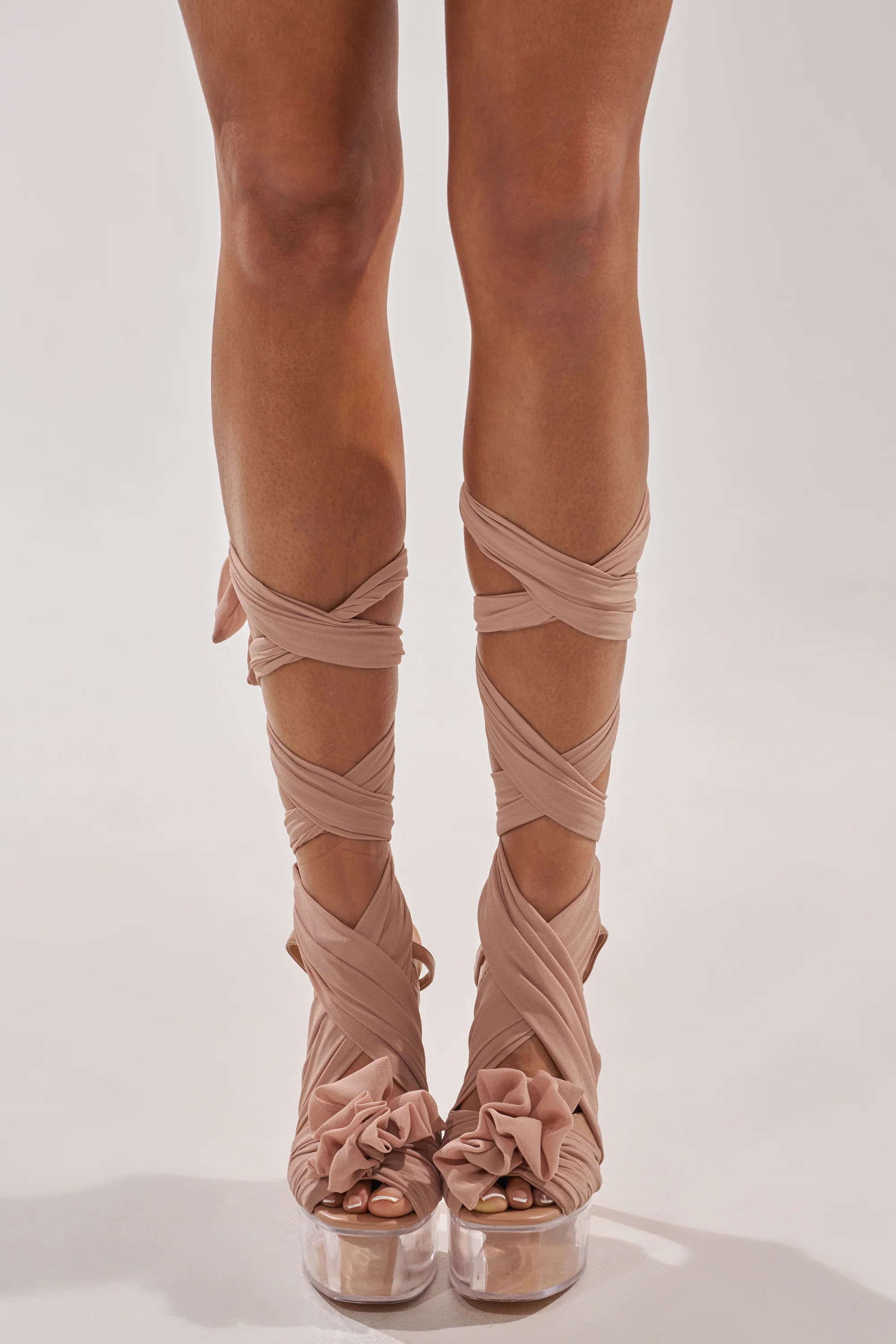 AKIRA GOLD BEAUDEN TAN PLATFORM TIE SANDAL - Akira Store