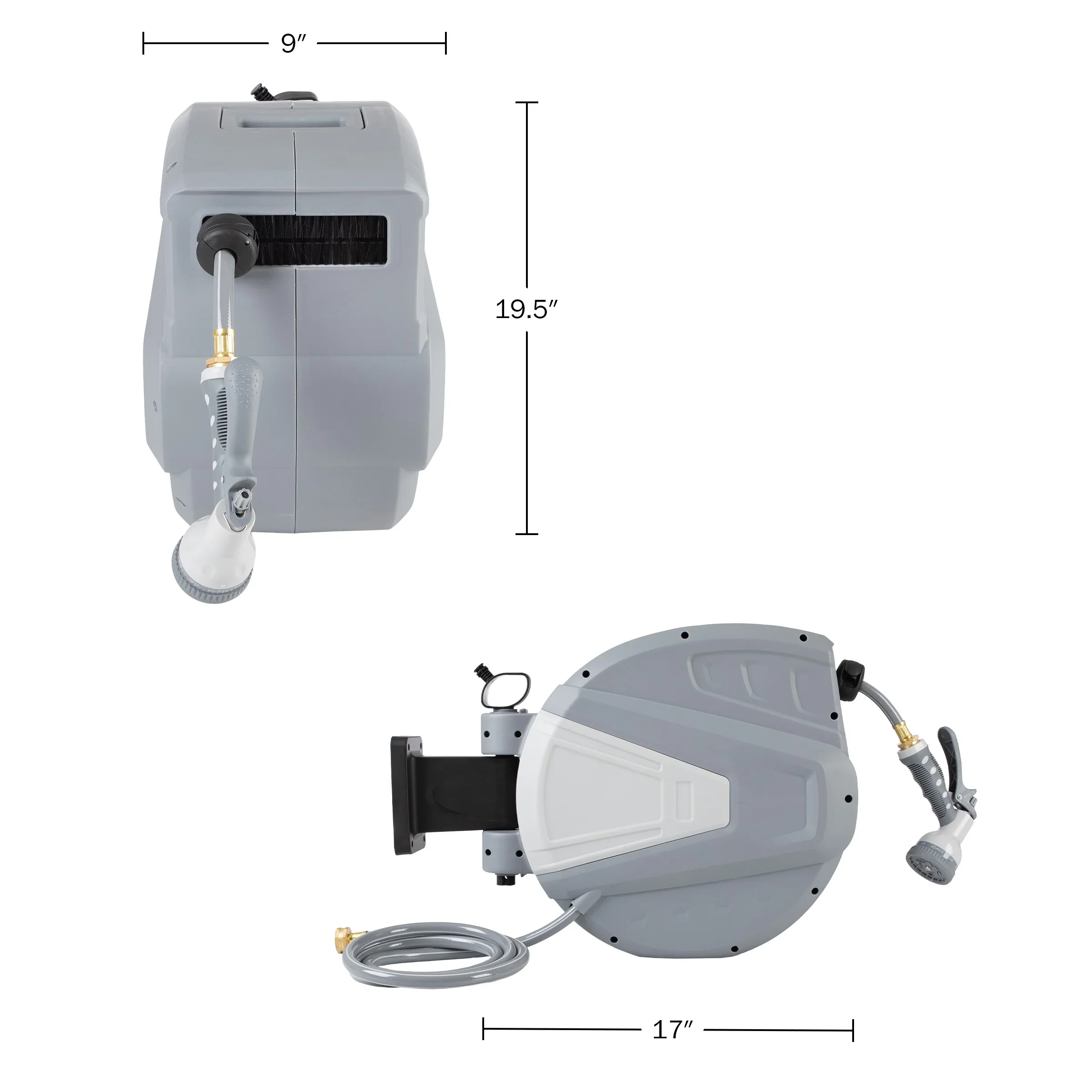 Pure Garden 100 FT Retractable Hose with Wall Reel and 9 Nozzle Patterns