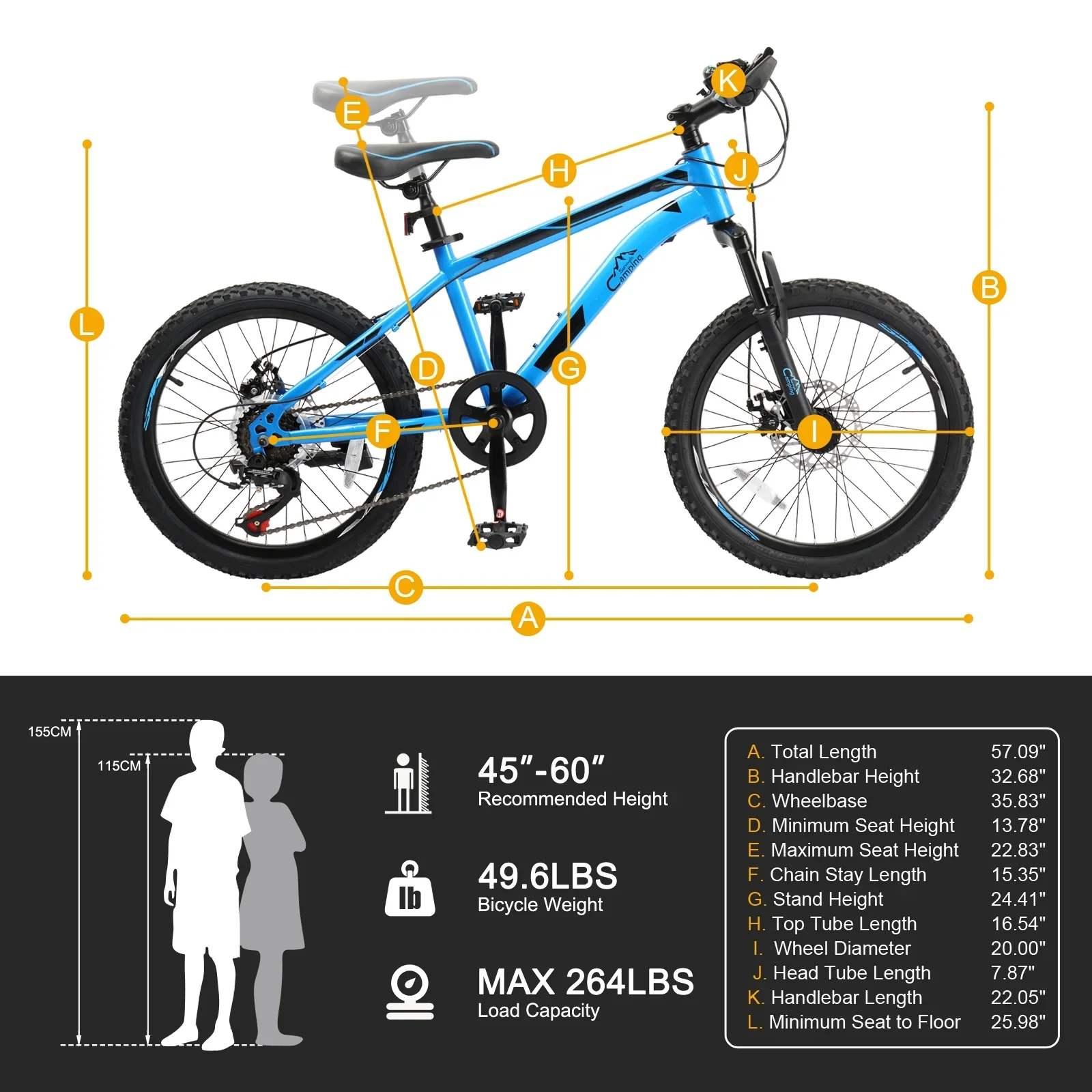 UBesGoo 20in 7 Speed Mountain Bike, Lightweight All Terrain Bicycle with Dual Disc Brakes, Suspension, Black Red