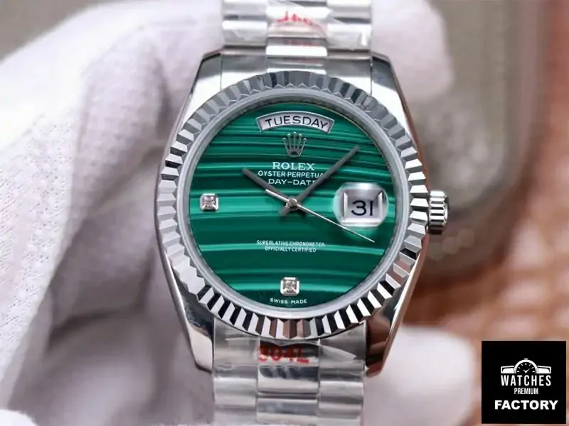 Rolex President Day Date 18038 Malachite Green Diamond Dial