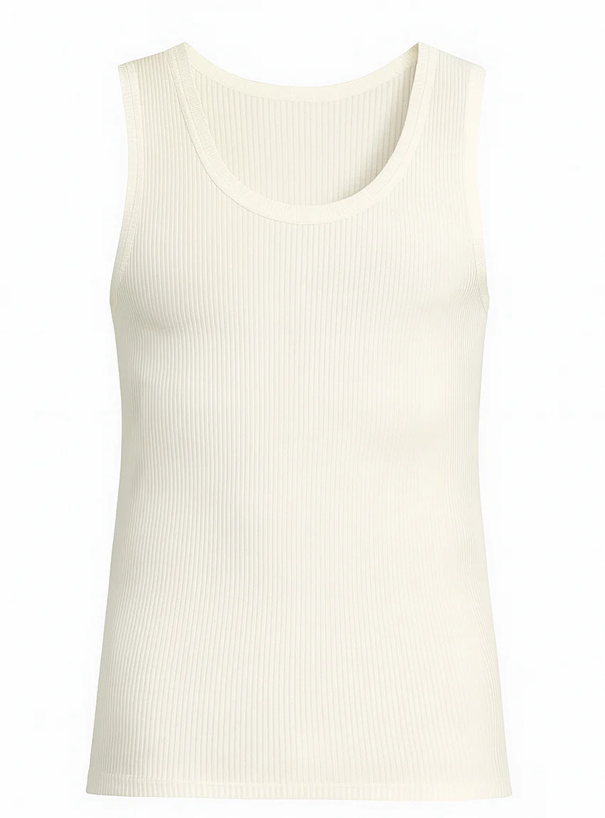 Débardeur thermique homme épais en laine blanc naturel