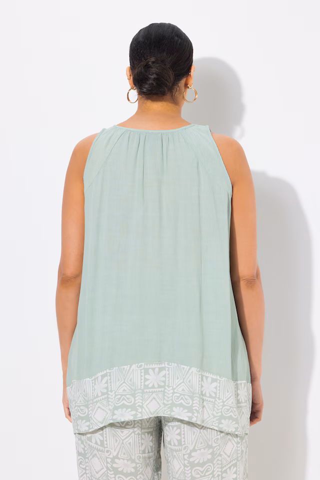 Sleeveless Border Print Blouse