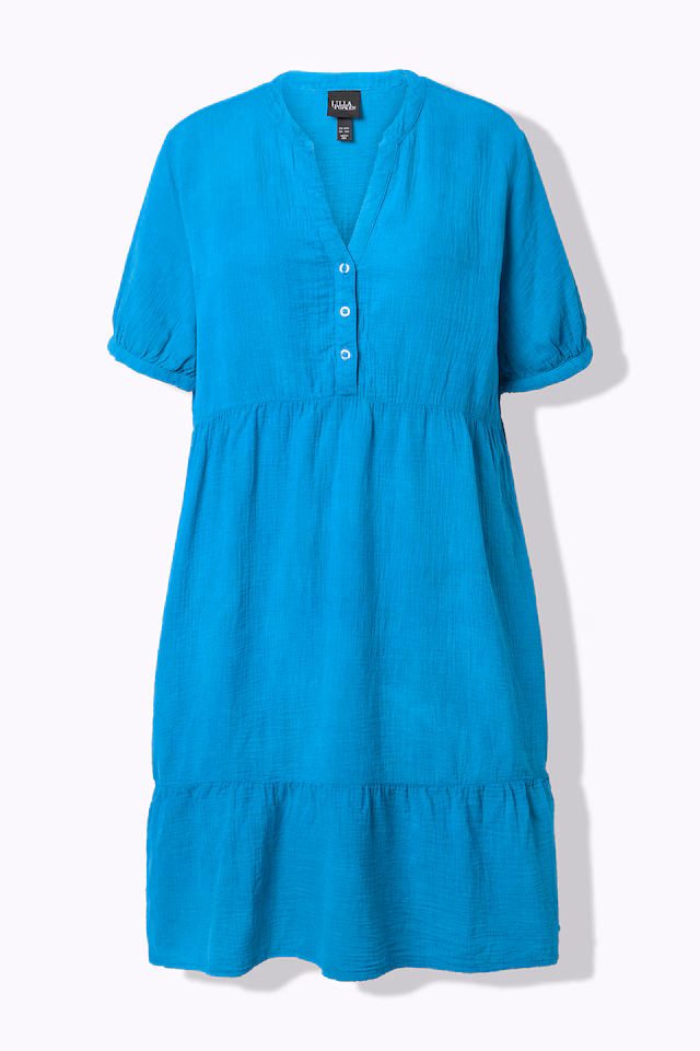 A-Line Short Sleeve Muslin Dress