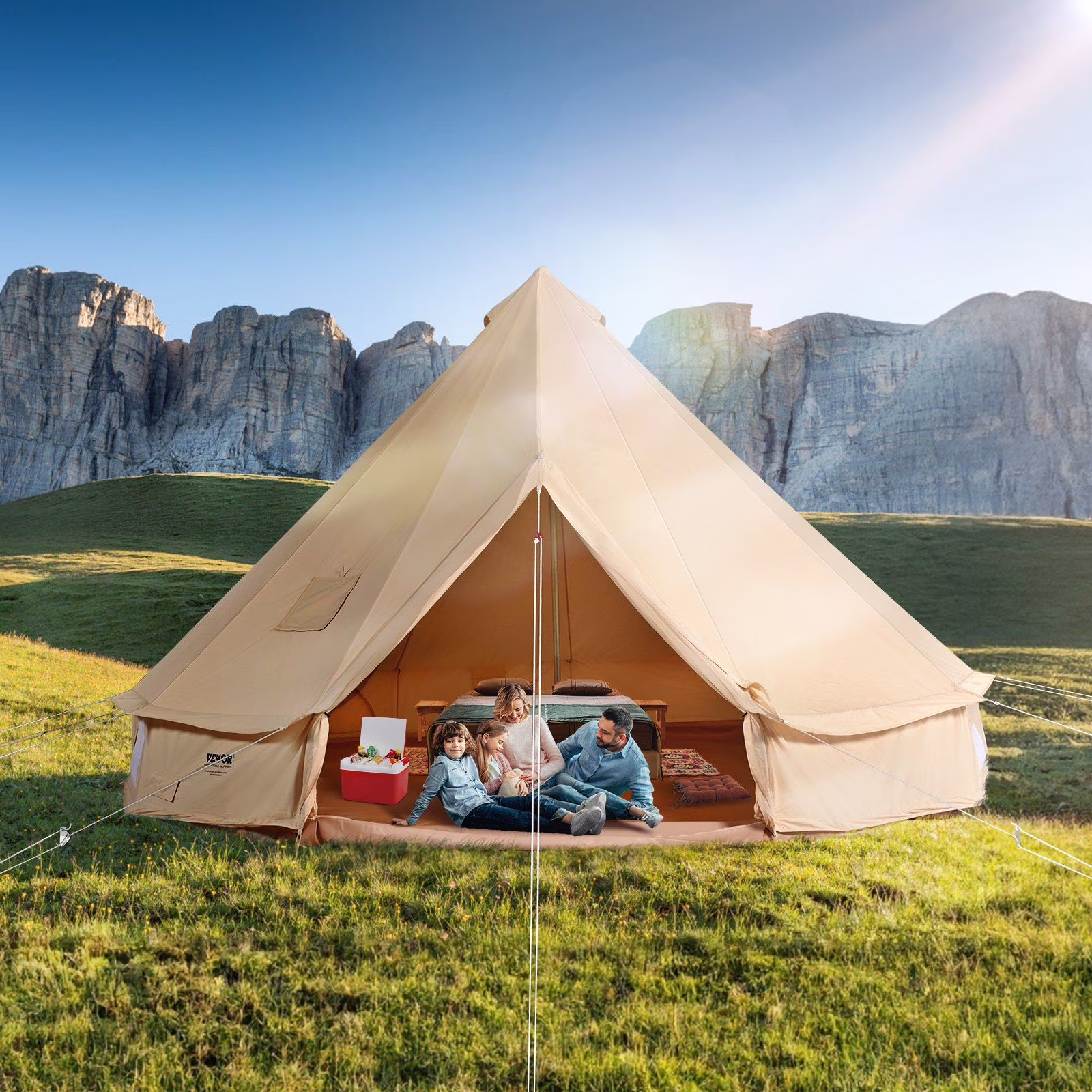 STAWAY 8 - 10 Person Glamping Bell Tent - Waterproof Yurt Tent with Stove Jack & Detachable Side Wall - Spacious 16'X16' for Family Camping - Durable & Easy Setup for All Seasons