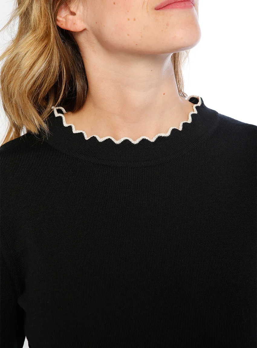 Robe femme en laine mérinos noir